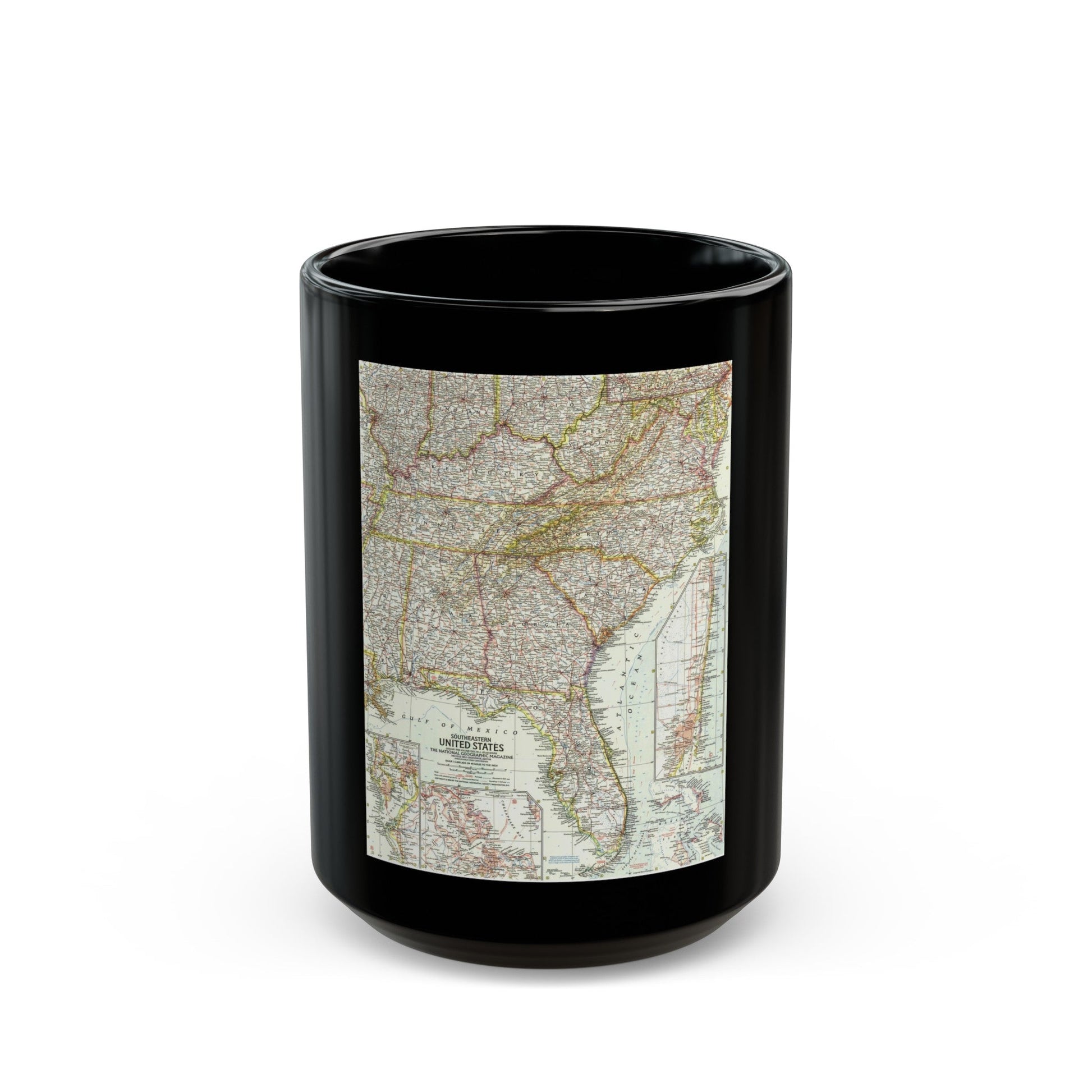 USA - Southeastern (1958) (Map) Black Coffee Mug-15oz-The Sticker Space