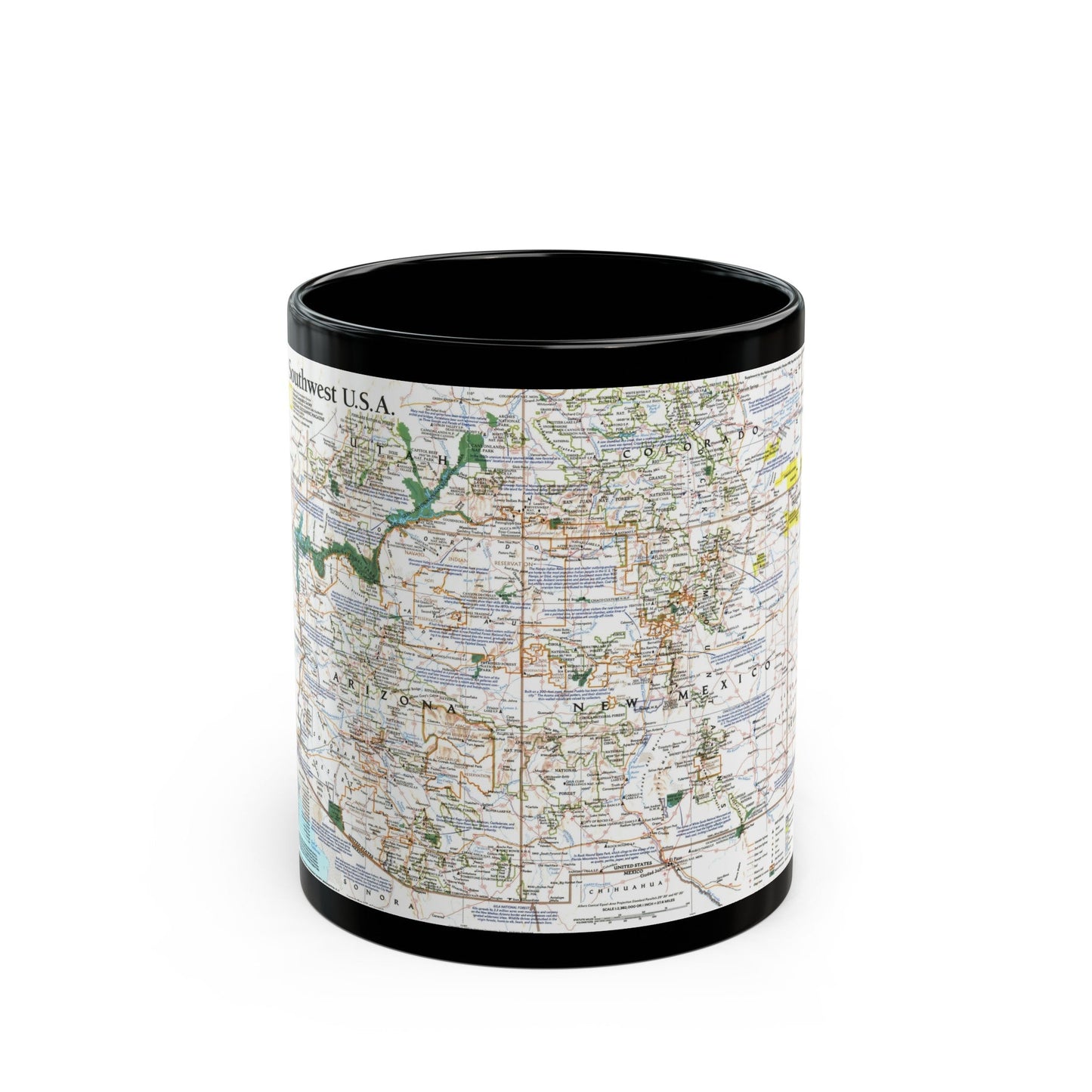 USA - Southwest (1992) (Map) Black Coffee Mug-11oz-The Sticker Space