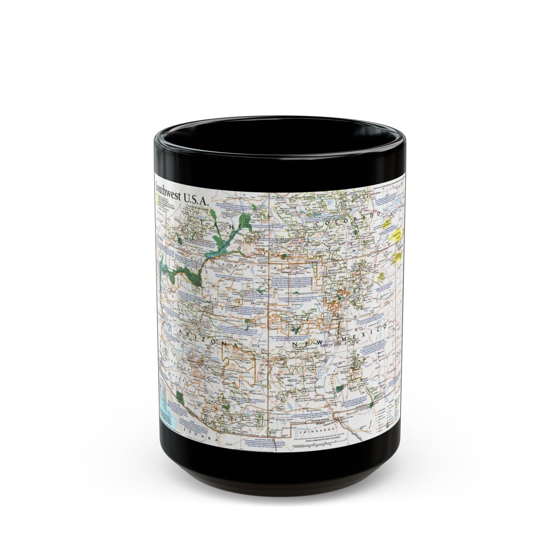 USA - Southwest (1992) (Map) Black Coffee Mug-15oz-The Sticker Space