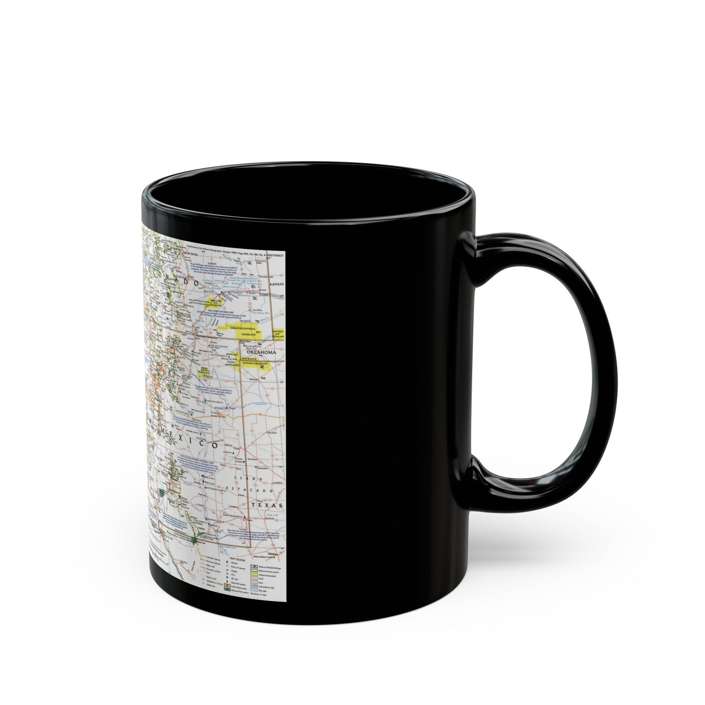 USA - Southwest (1992) (Map) Black Coffee Mug-The Sticker Space
