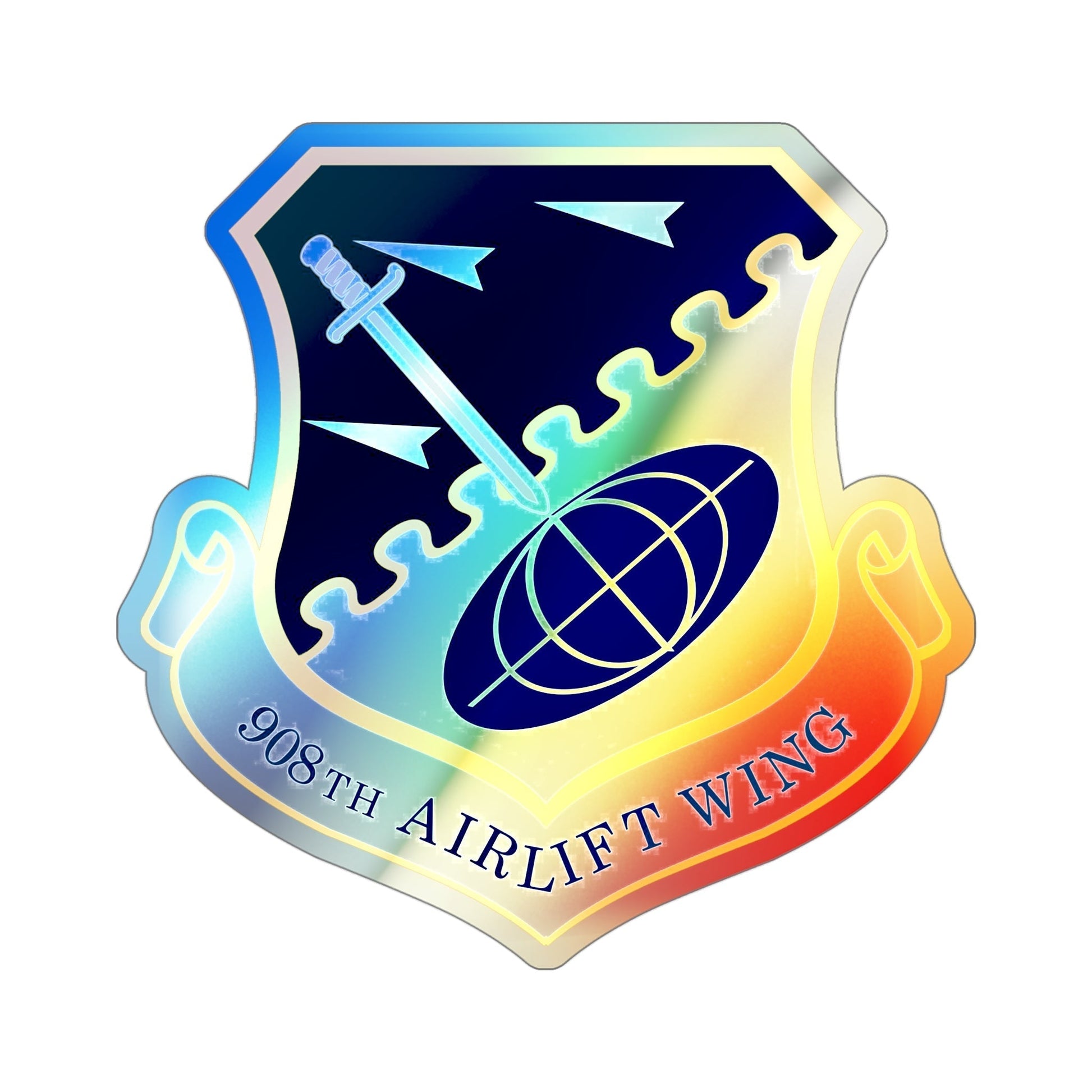USAF 908th Airlift Wing (U.S. Air Force) Holographic STICKER Die-Cut Vinyl Decal-4 Inch-The Sticker Space