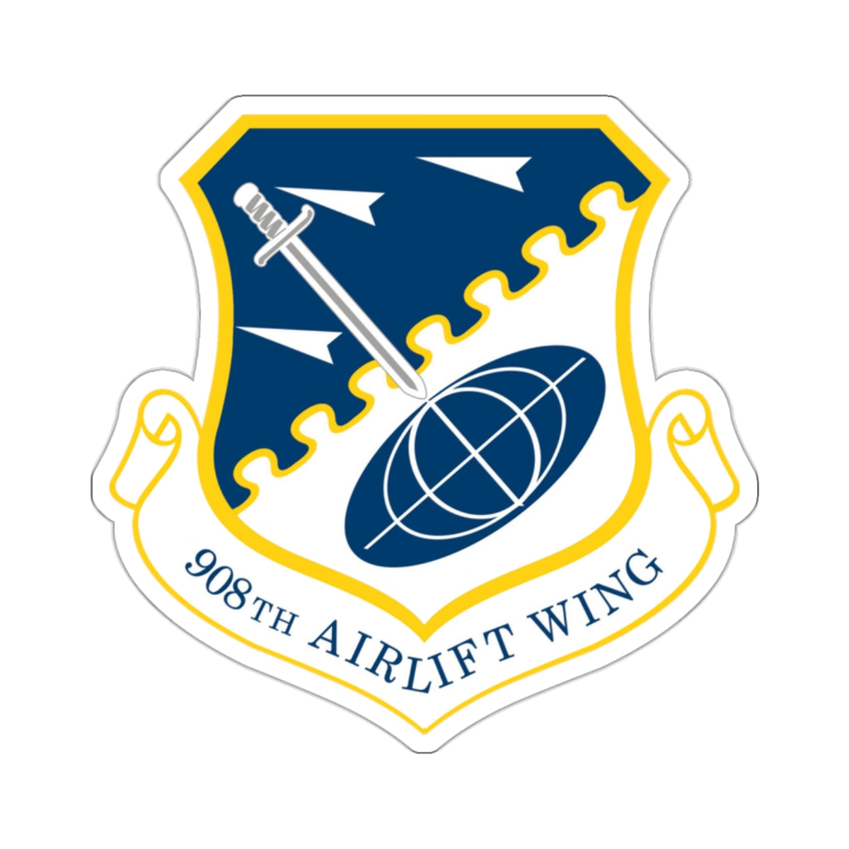 USAF 908th Airlift Wing (U.S. Air Force) STICKER Vinyl Die-Cut Decal-White-The Sticker Space