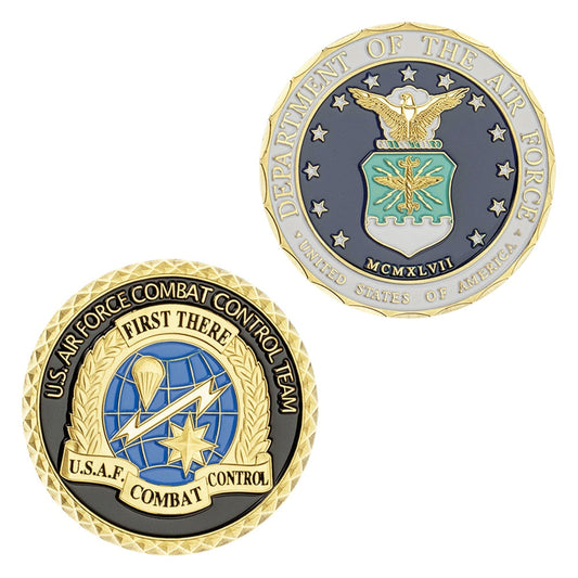 USAF Combat Control Team "First There" (U.S. Air Force) Gold Plated Challenge Coin-The Sticker Space