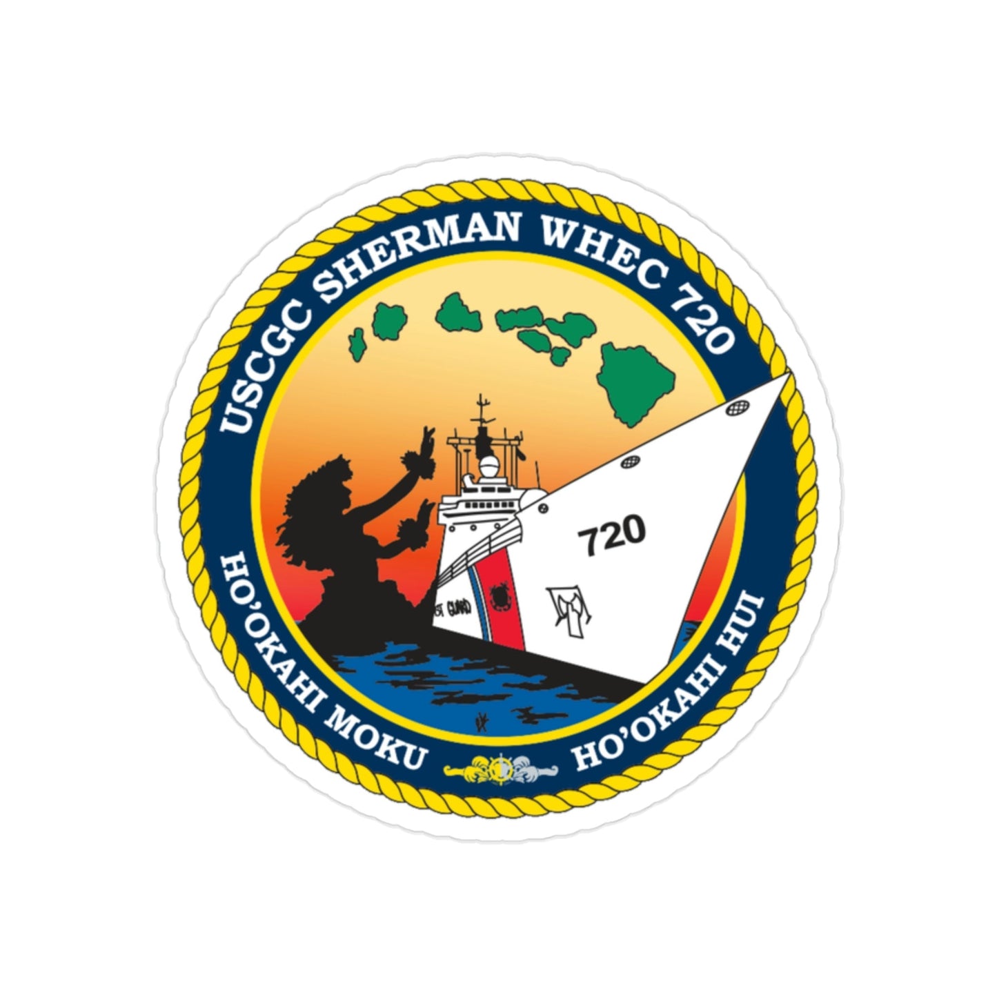 USCCG Sherman (U.S. Coast Guard) Transparent STICKER Die-Cut Vinyl Decal-2 Inch-The Sticker Space