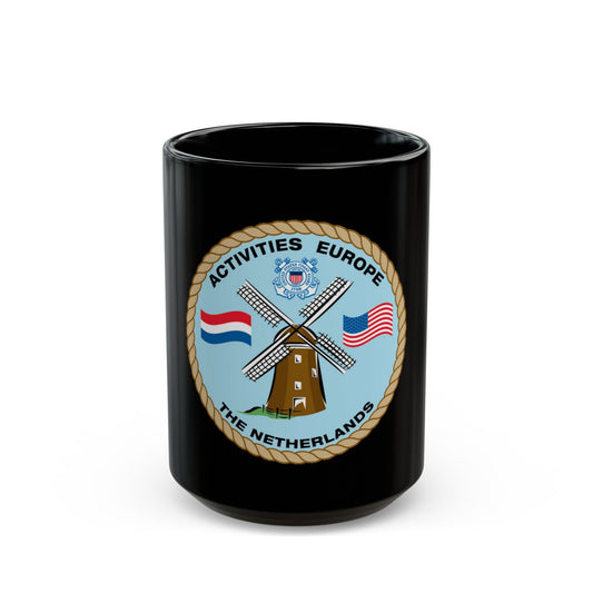 USCG Activities Europe the Netherlands (U.S. Coast Guard) Black Coffee Mug-15oz-The Sticker Space
