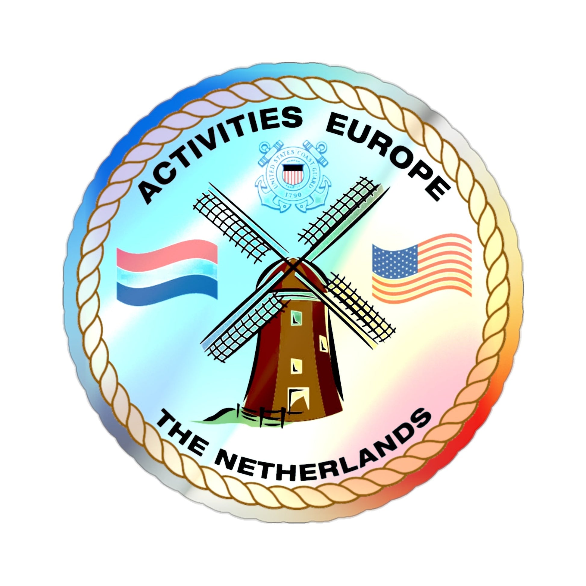 USCG Activities Europe the Netherlands (U.S. Coast Guard) Holographic STICKER Die-Cut Vinyl Decal-2 Inch-The Sticker Space