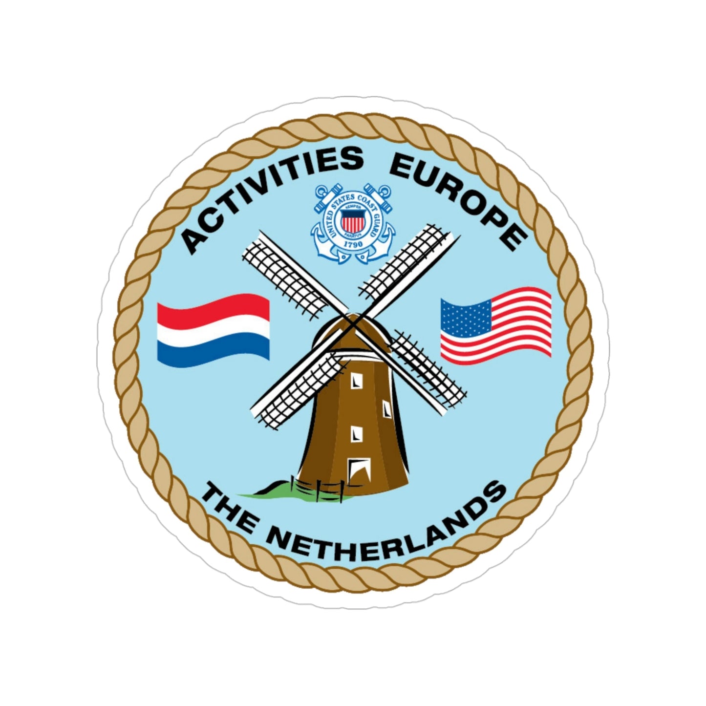 USCG Activities Europe the Netherlands (U.S. Coast Guard) Transparent STICKER Die-Cut Vinyl Decal-4 Inch-The Sticker Space