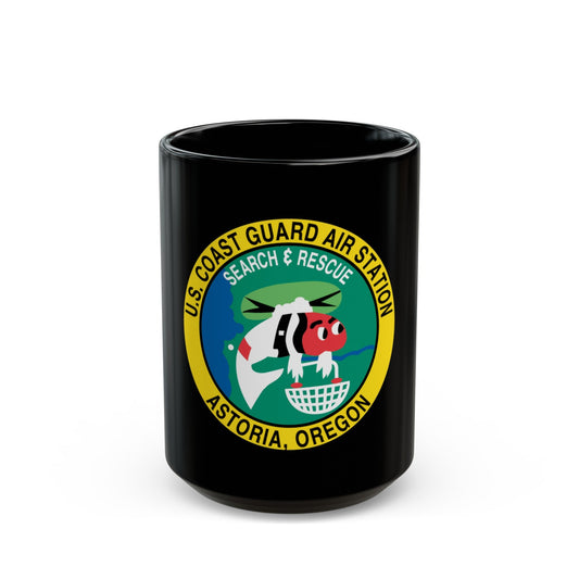 USCG Air Station Astoria (U.S. Coast Guard) Black Coffee Mug-15oz-The Sticker Space