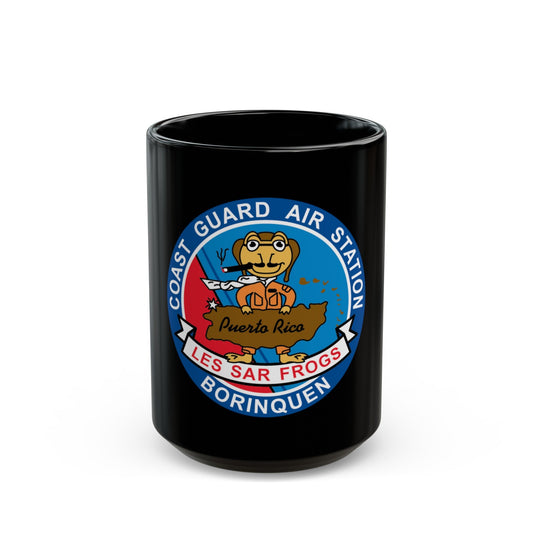 USCG Air Station Borinquen Les SAR Frog (U.S. Coast Guard) Black Coffee Mug-15oz-The Sticker Space