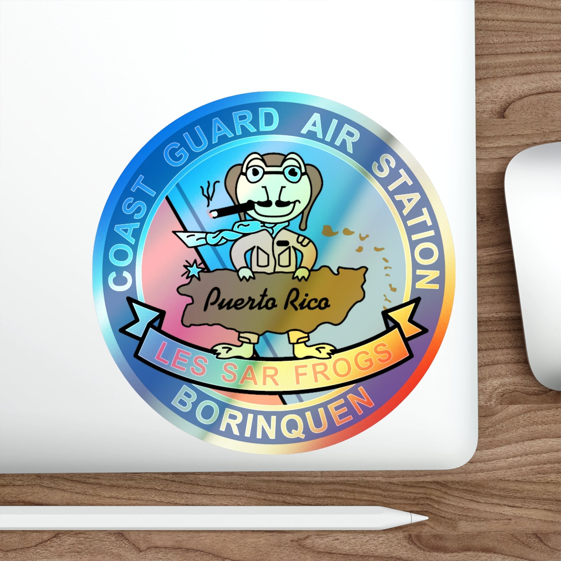 USCG Air Station Borinquen Les SAR Frog (U.S. Coast Guard) Holographic STICKER Die-Cut Vinyl Decal-The Sticker Space