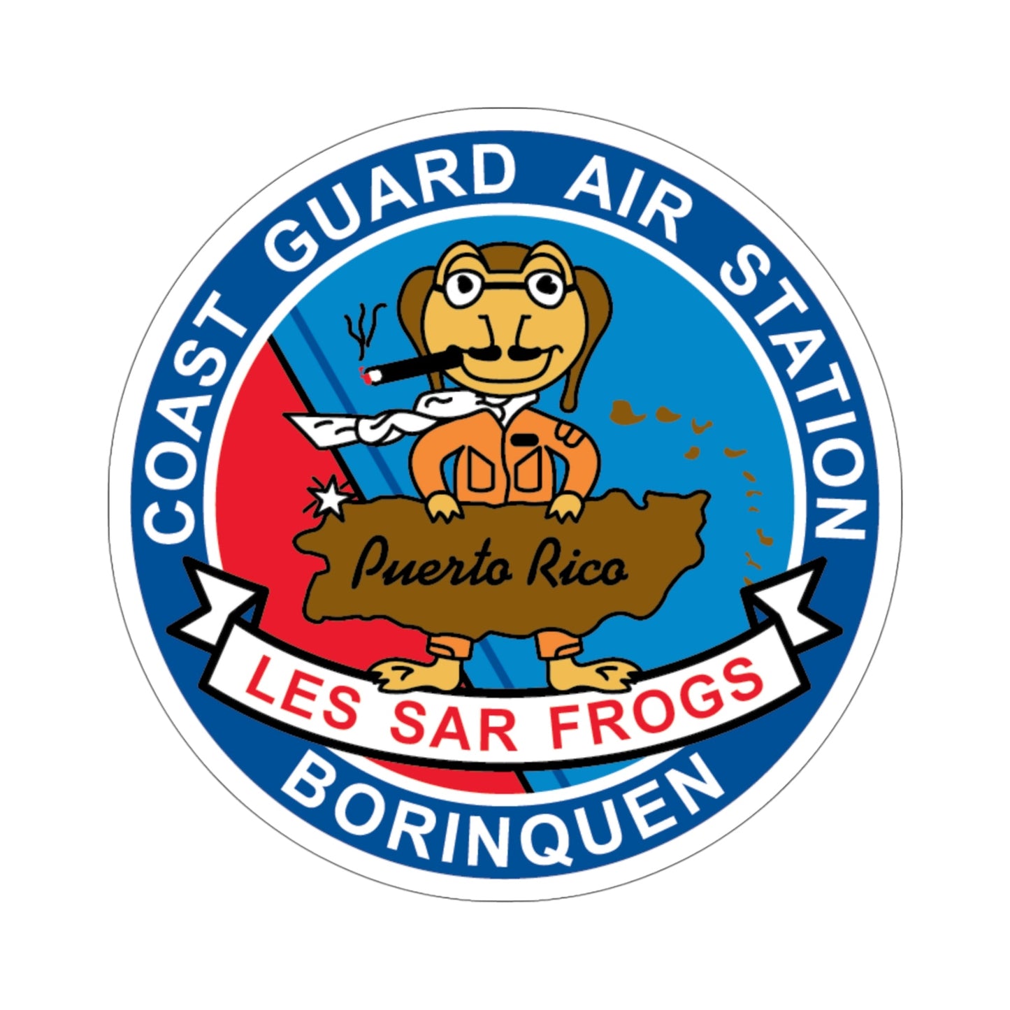 USCG Air Station Borinquen Les SAR Frog (U.S. Coast Guard) STICKER Vinyl Die-Cut Decal-5 Inch-The Sticker Space