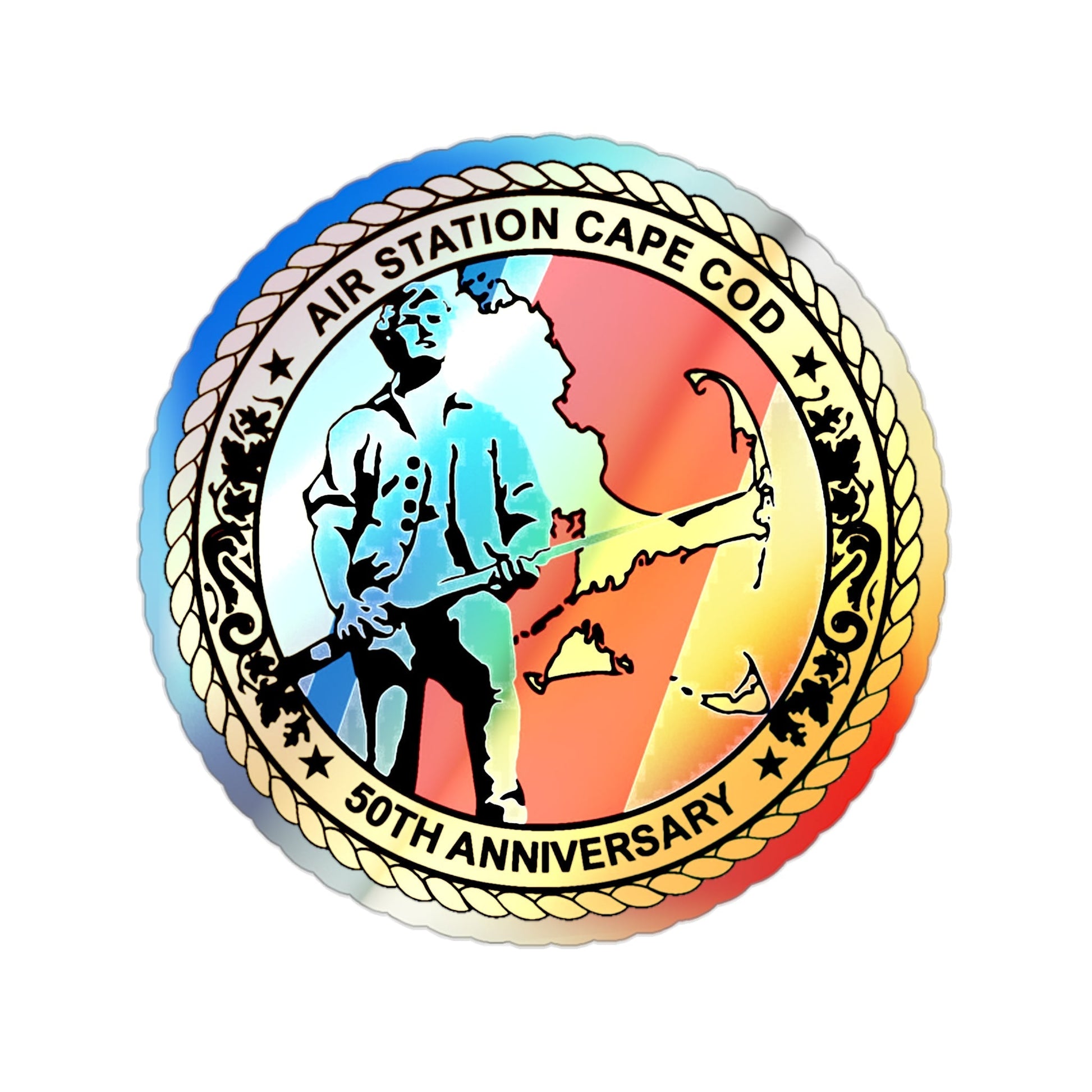 USCG Air Station CAPE COD (U.S. Coast Guard) Holographic STICKER Die-Cut Vinyl Decal-2 Inch-The Sticker Space