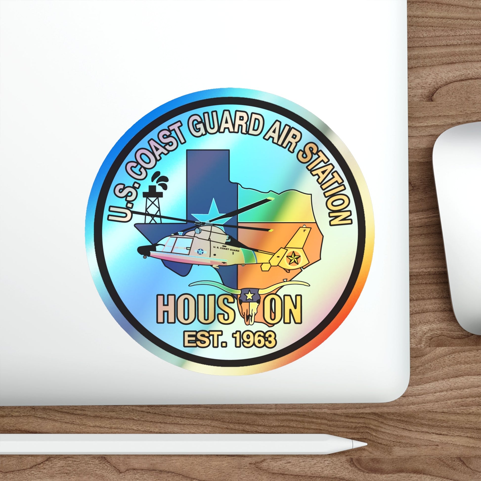 USCG Air Station Houston v2 (U.S. Coast Guard) Holographic STICKER Die-Cut Vinyl Decal-The Sticker Space