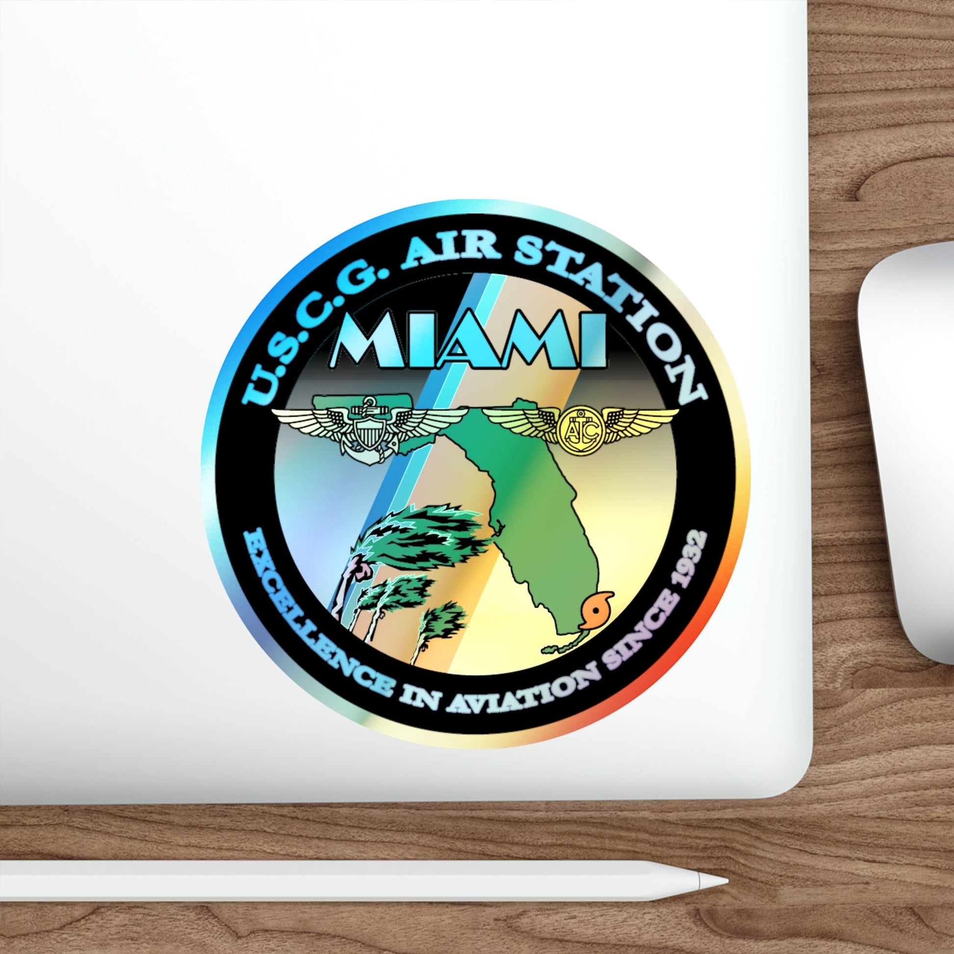 USCG Air Station Miami (U.S. Coast Guard) Holographic STICKER Die-Cut Vinyl Decal-The Sticker Space
