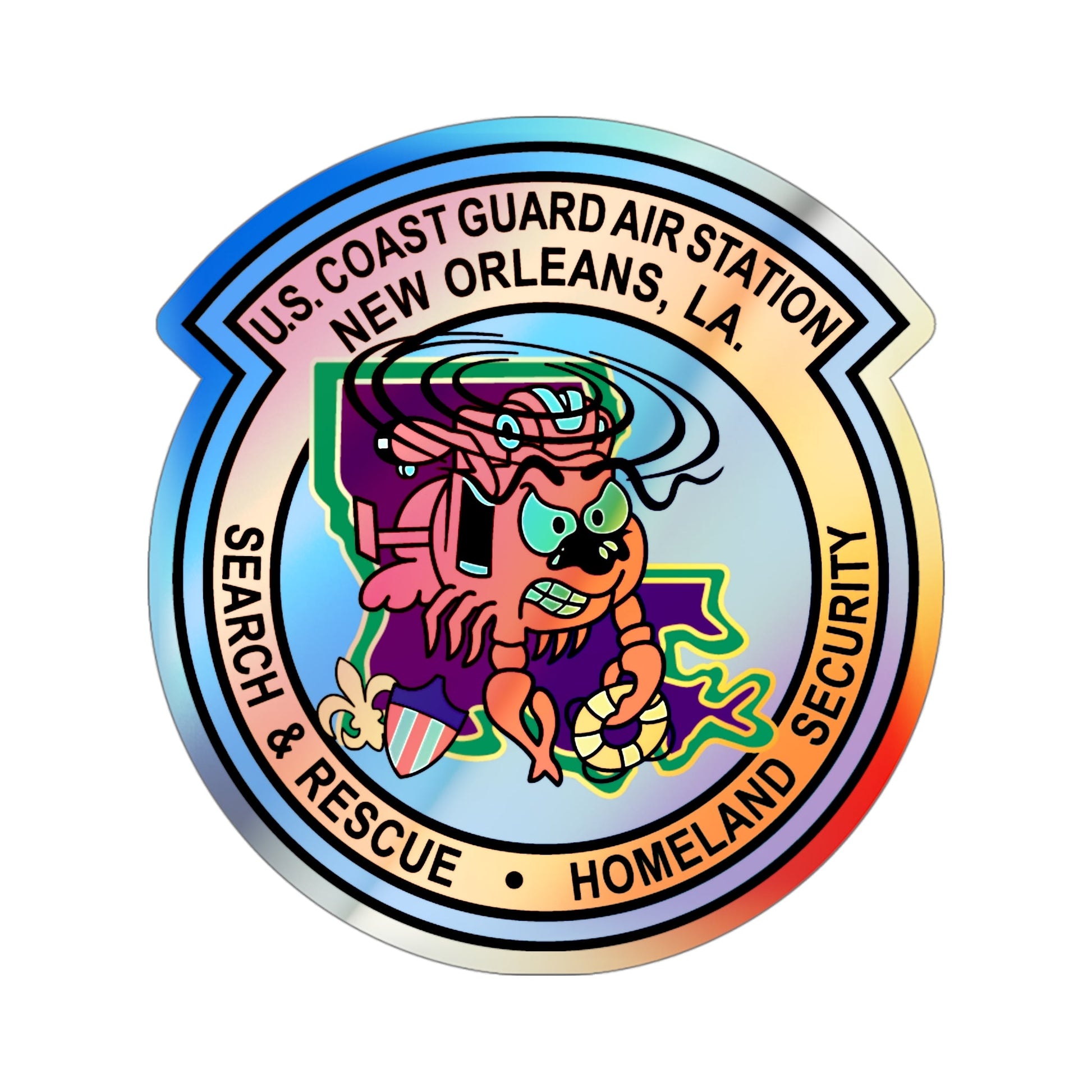 USCG Air Station New Orleans (U.S. Coast Guard) Holographic STICKER Die-Cut Vinyl Decal-4 Inch-The Sticker Space