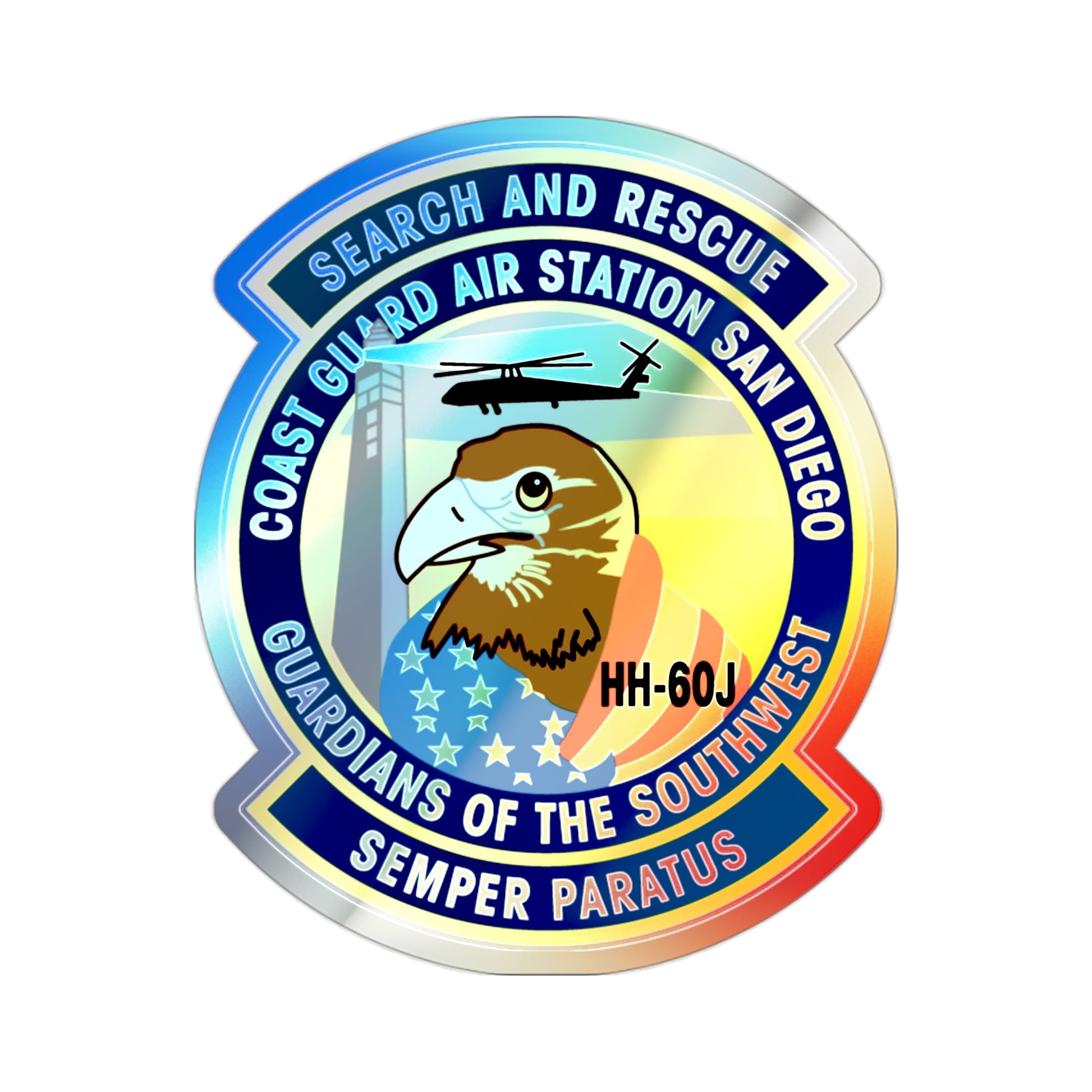 USCG Air Station San Diego Search and Resue (U.S. Coast Guard) Holographic STICKER Die-Cut Vinyl Decal-2 Inch-The Sticker Space
