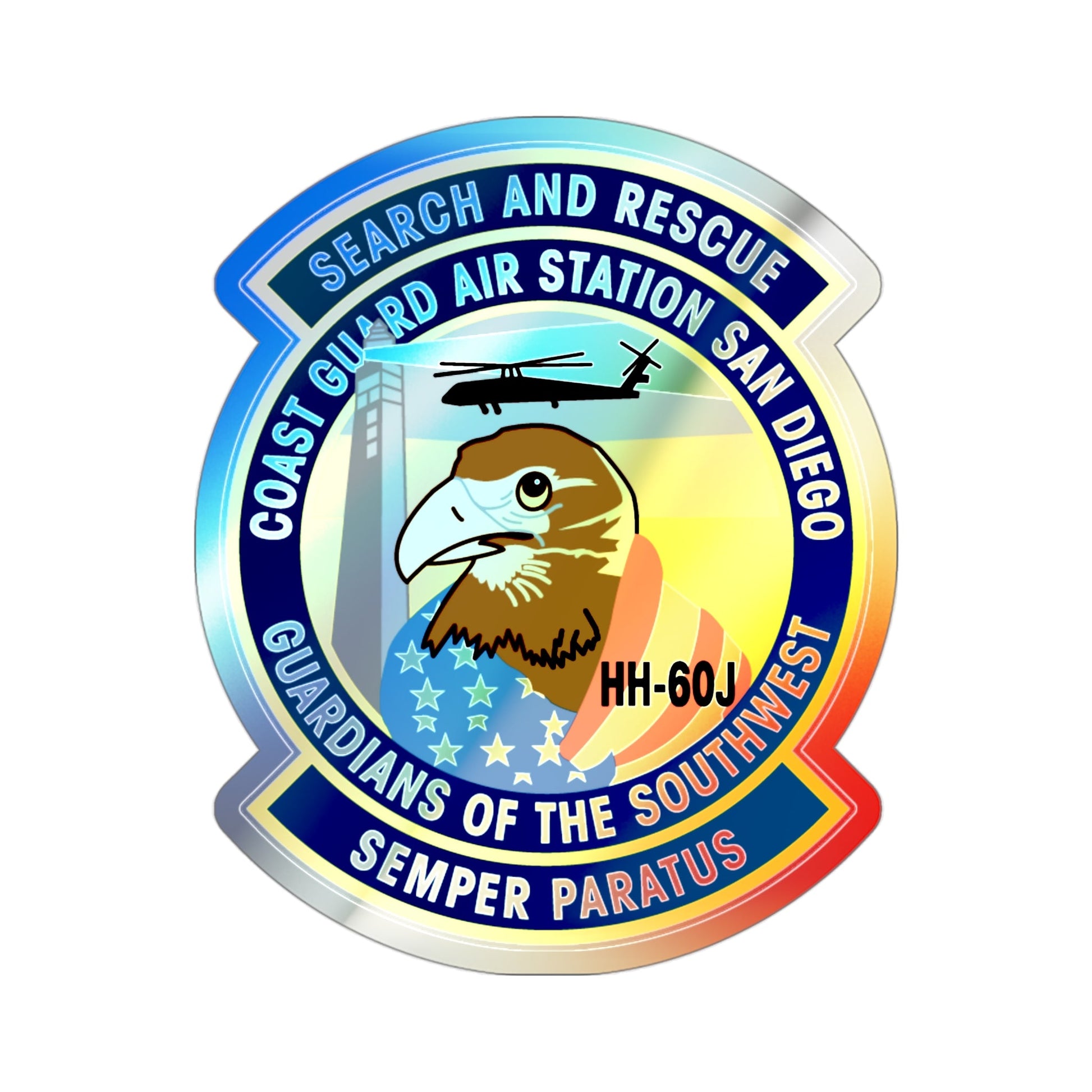 USCG Air Station San Diego Search and Resue (U.S. Coast Guard) Holographic STICKER Die-Cut Vinyl Decal-3 Inch-The Sticker Space