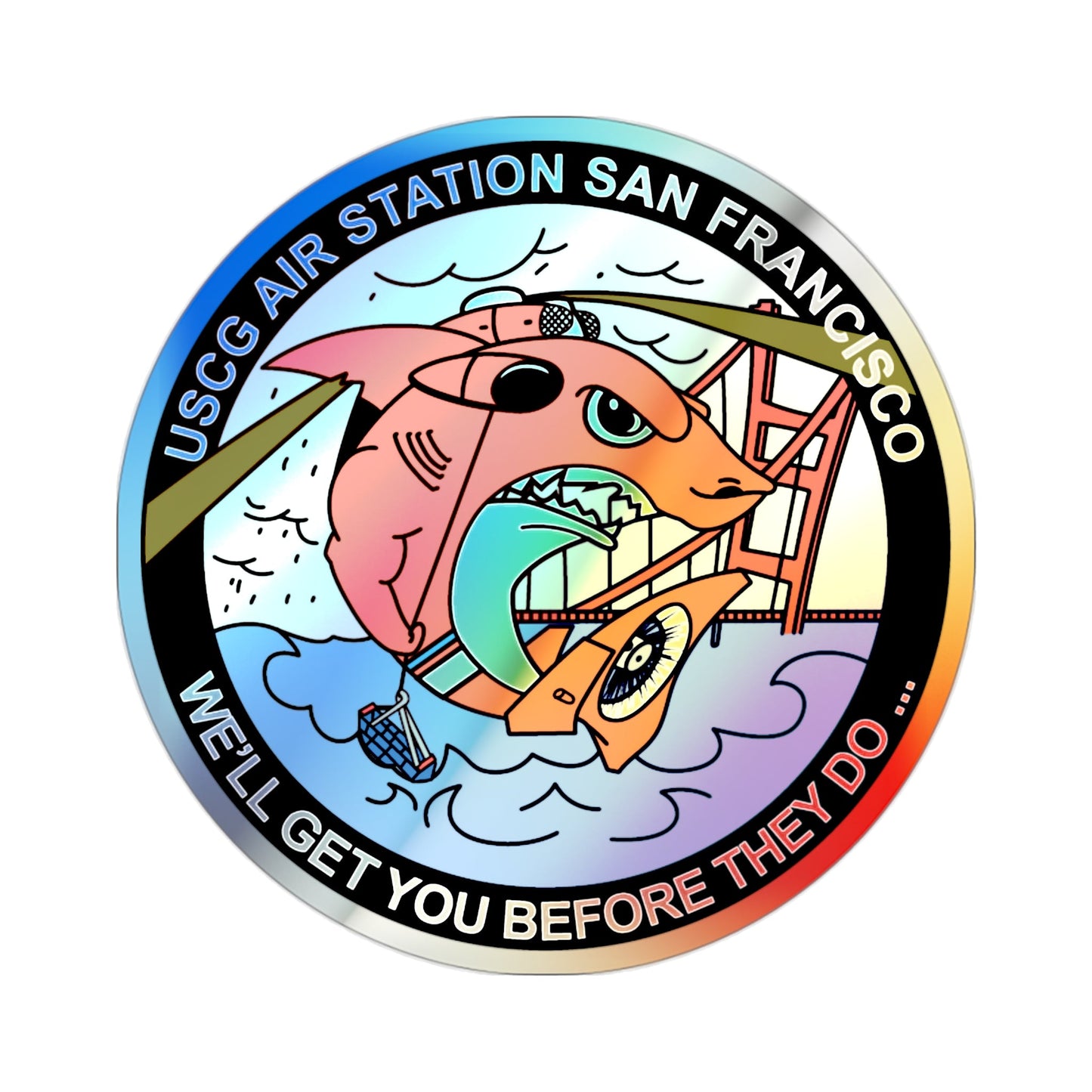 USCG Air Station San Francisco 2 (U.S. Coast Guard) Holographic STICKER Die-Cut Vinyl Decal-2 Inch-The Sticker Space