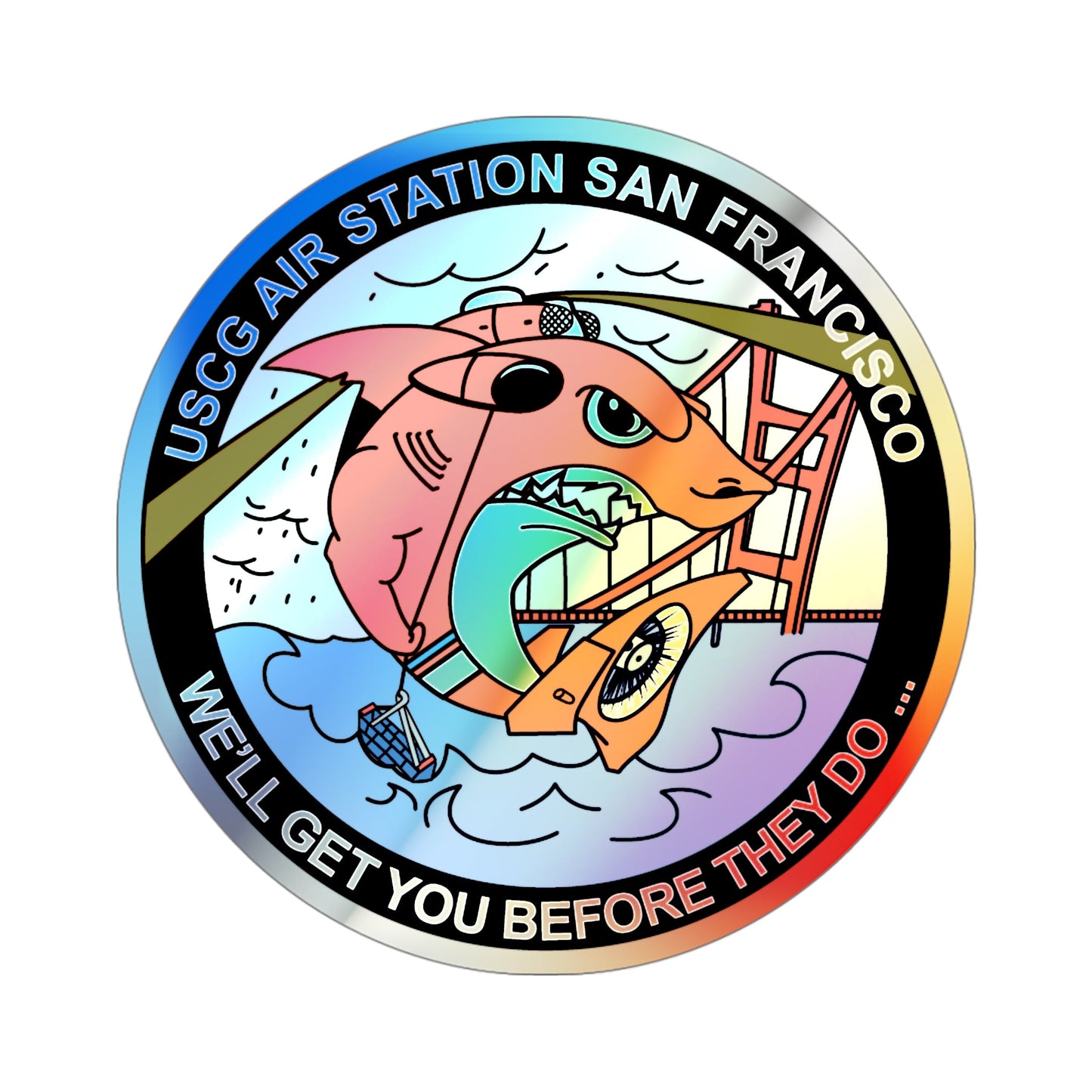 USCG Air Station San Francisco 2 (U.S. Coast Guard) Holographic STICKER Die-Cut Vinyl Decal-4 Inch-The Sticker Space