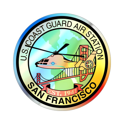 USCG Air Station San Francisco (U.S. Coast Guard) Holographic STICKER Die-Cut Vinyl Decal-5 Inch-The Sticker Space