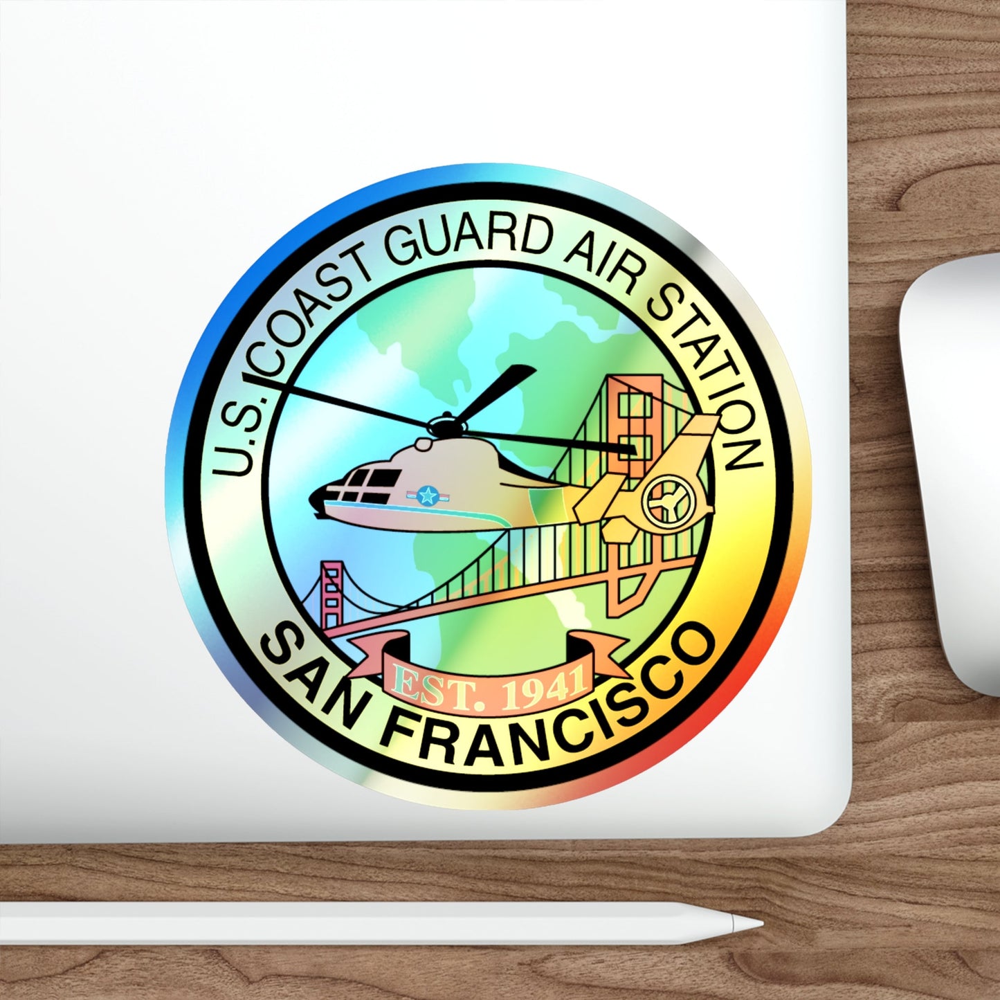 USCG Air Station San Francisco (U.S. Coast Guard) Holographic STICKER Die-Cut Vinyl Decal-The Sticker Space