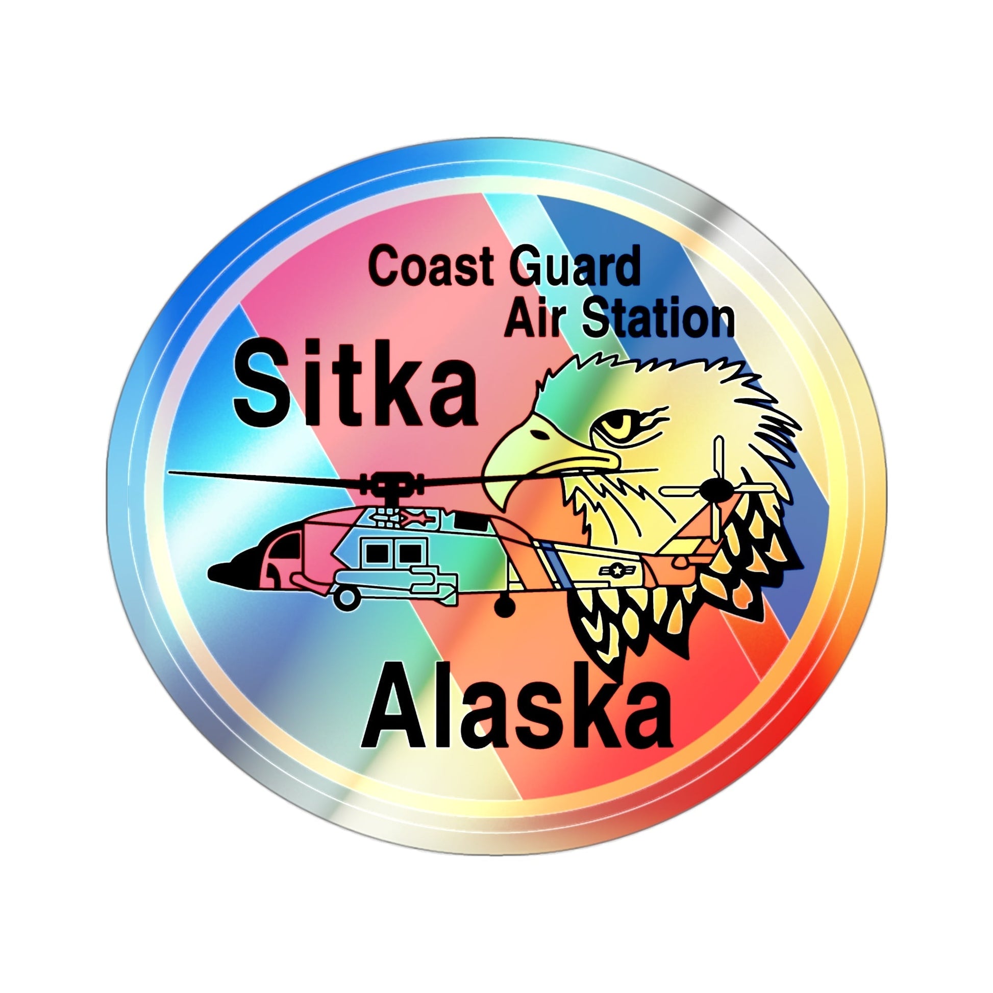 USCG Air Station Sitka (U.S. Coast Guard) Holographic STICKER Die-Cut Vinyl Decal-3 Inch-The Sticker Space