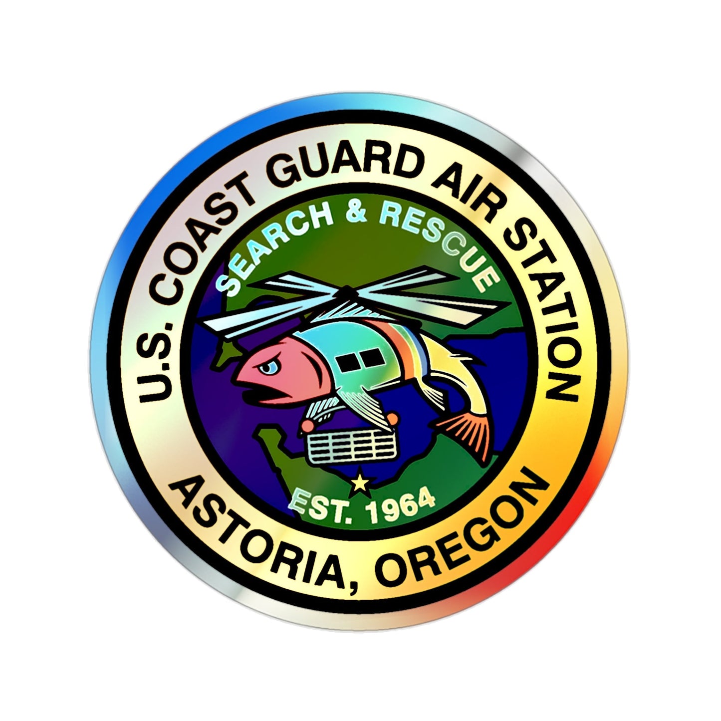 USCG AS Astoria Oregon (U.S. Coast Guard) Holographic STICKER Die-Cut Vinyl Decal-2 Inch-The Sticker Space