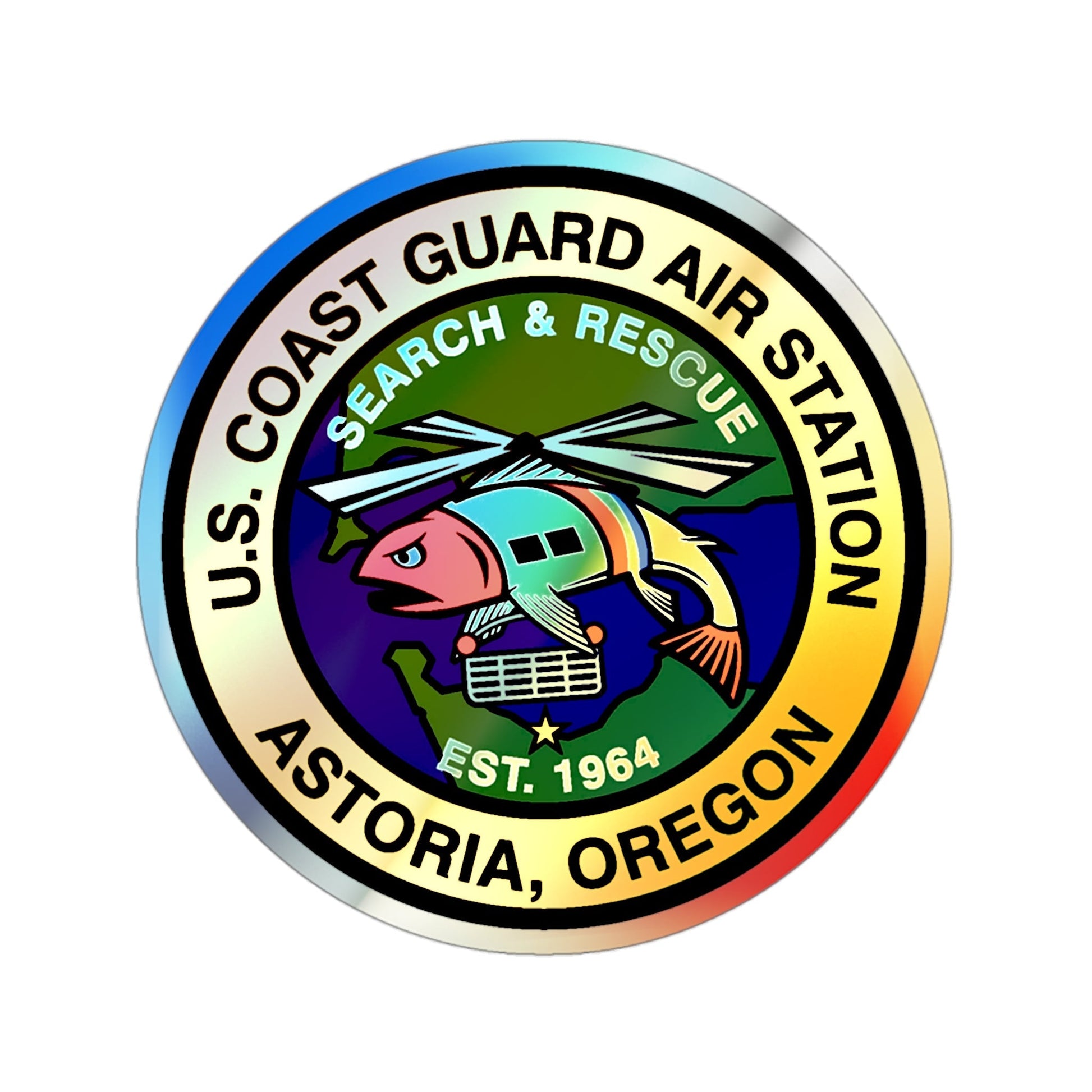 USCG AS Astoria Oregon (U.S. Coast Guard) Holographic STICKER Die-Cut Vinyl Decal-3 Inch-The Sticker Space