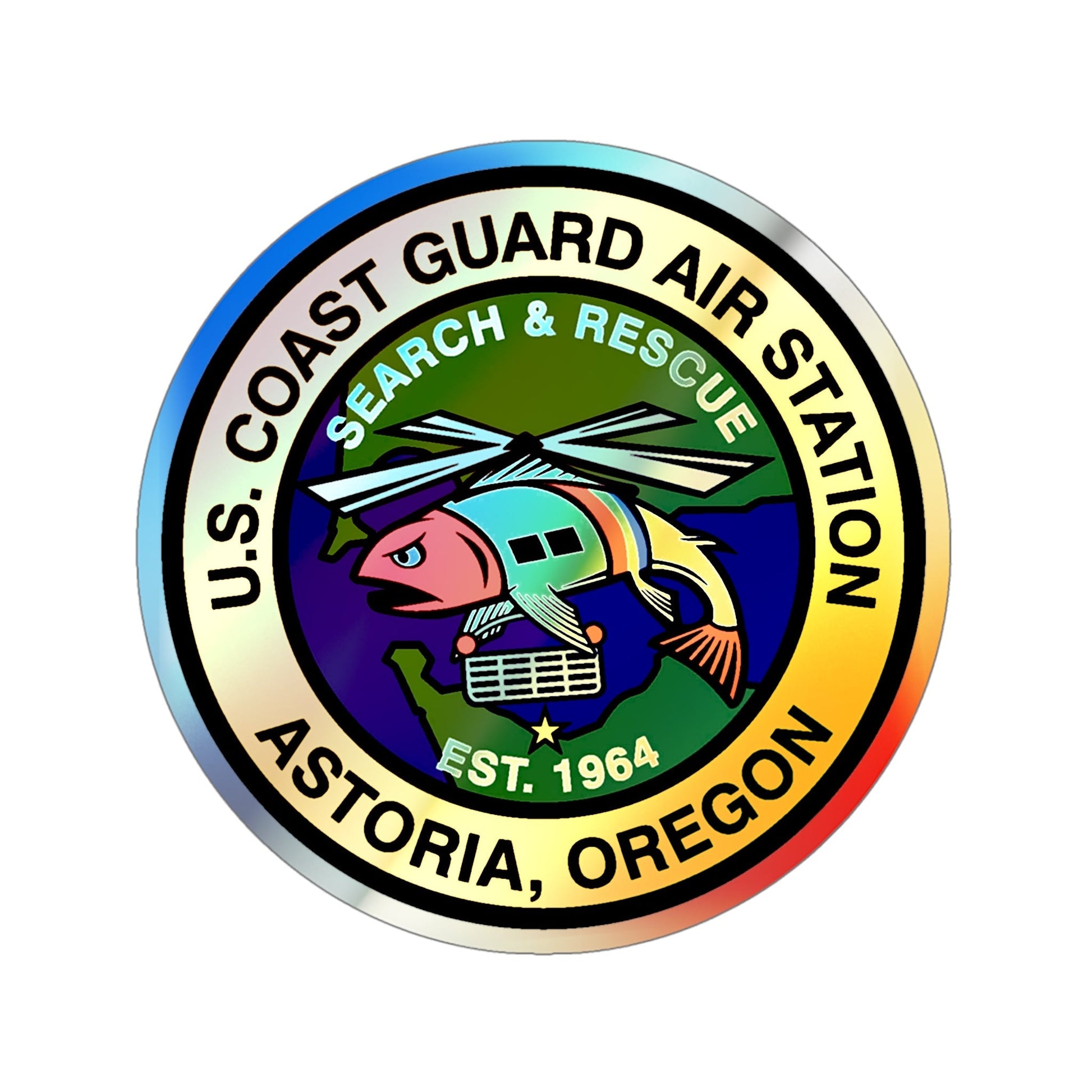 USCG AS Astoria Oregon (U.S. Coast Guard) Holographic STICKER Die-Cut Vinyl Decal-5 Inch-The Sticker Space
