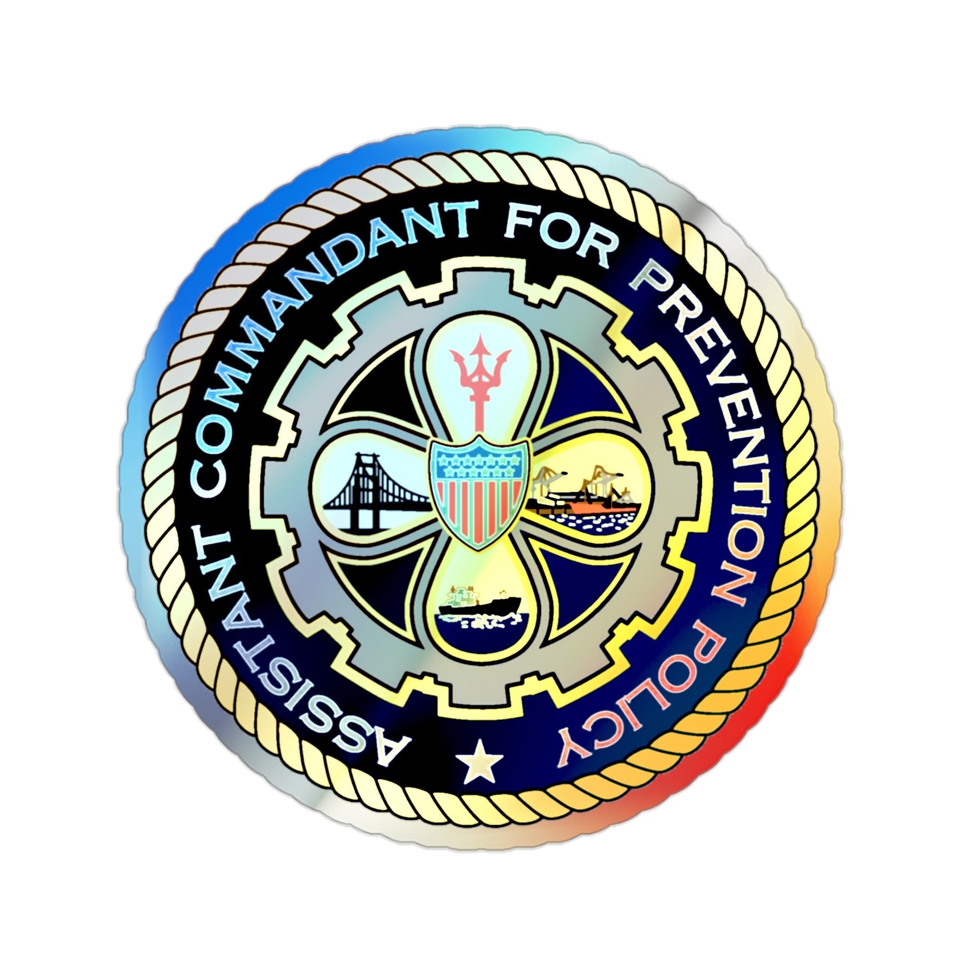 USCG Assistant Commandant for Prevention Policy (U.S. Coast Guard) Holographic STICKER Die-Cut Vinyl Decal-2 Inch-The Sticker Space