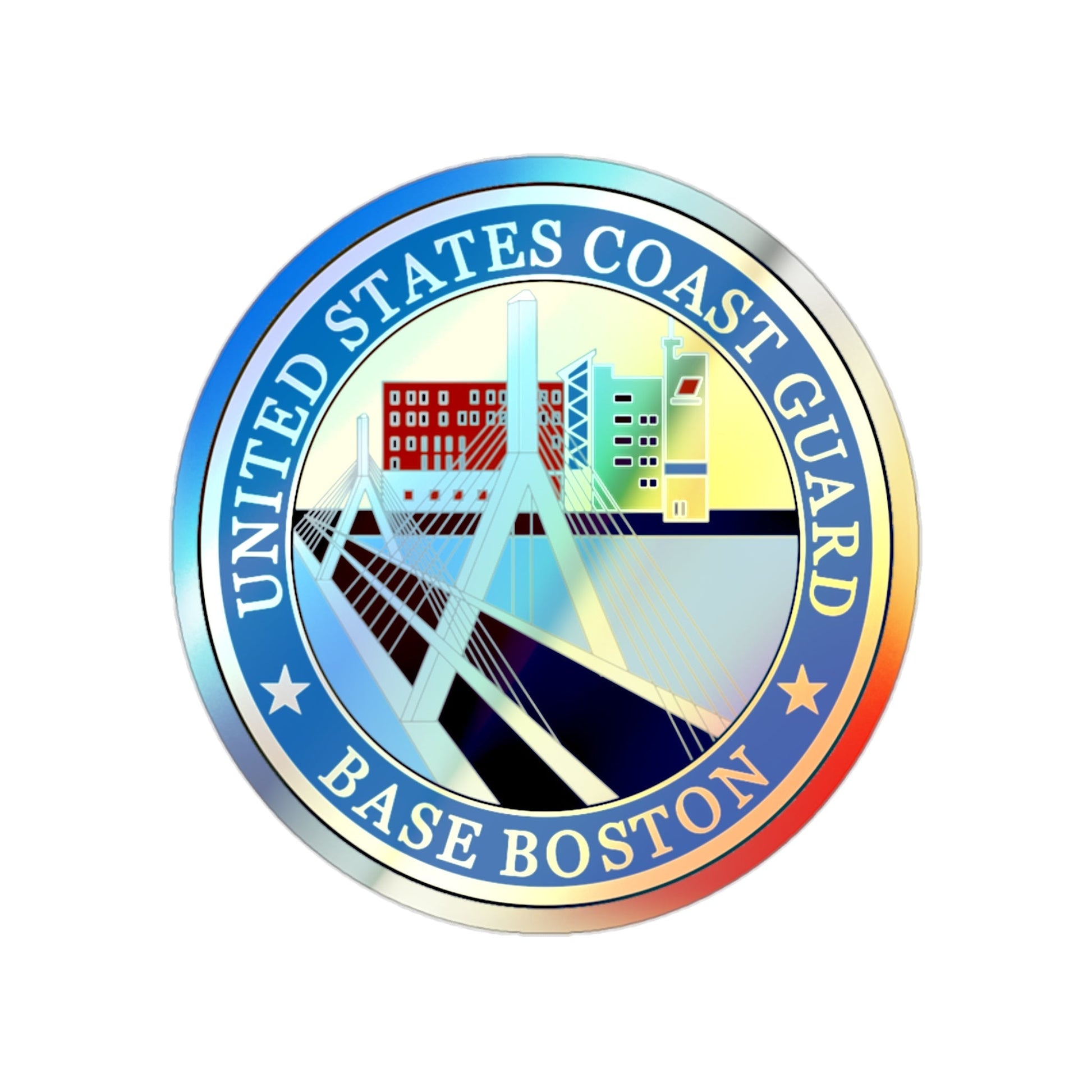 USCG Base Boston (U.S. Coast Guard) Holographic STICKER Die-Cut Vinyl Decal-2 Inch-The Sticker Space