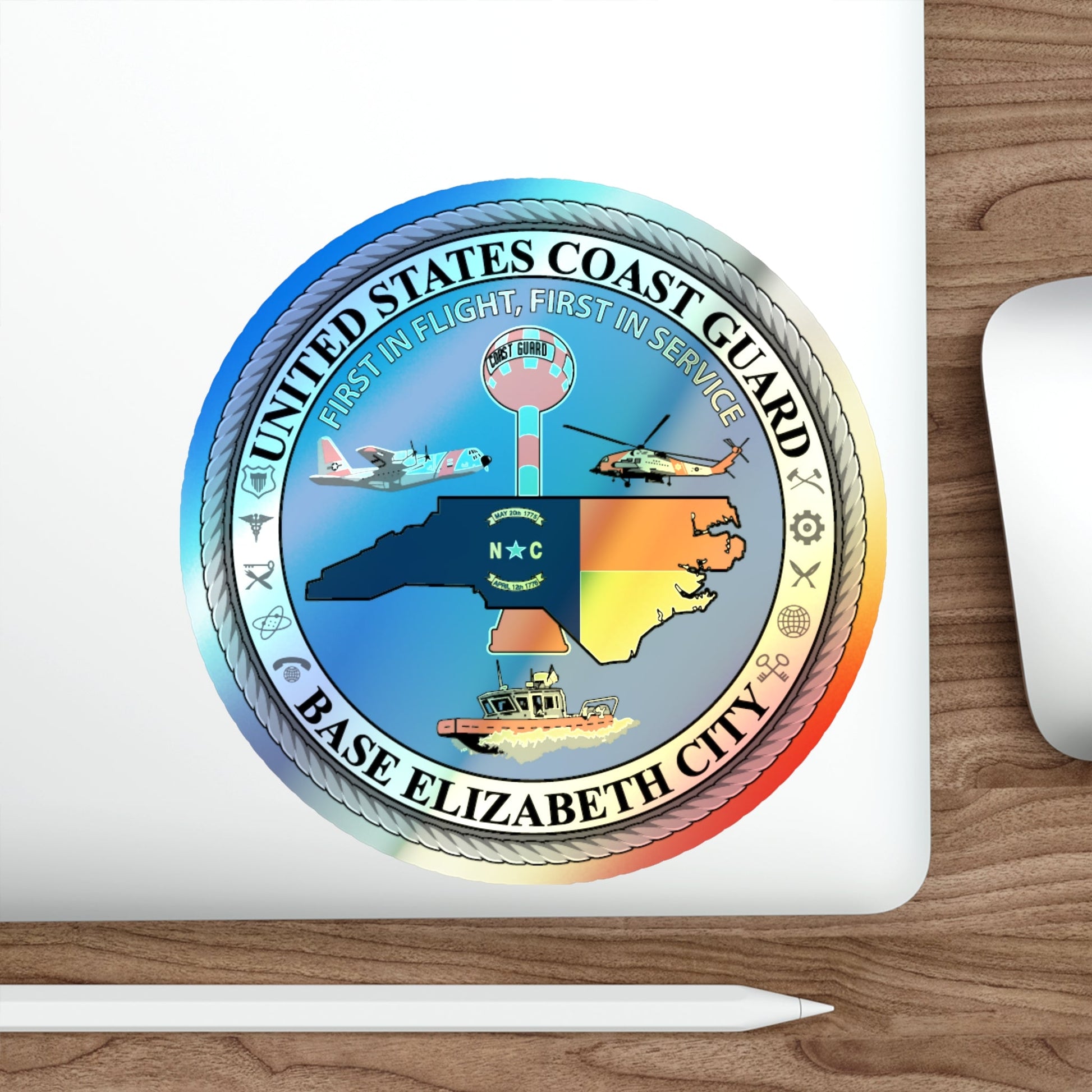 USCG Base Elizabeth City (U.S. Coast Guard) Holographic STICKER Die-Cut Vinyl Decal-The Sticker Space