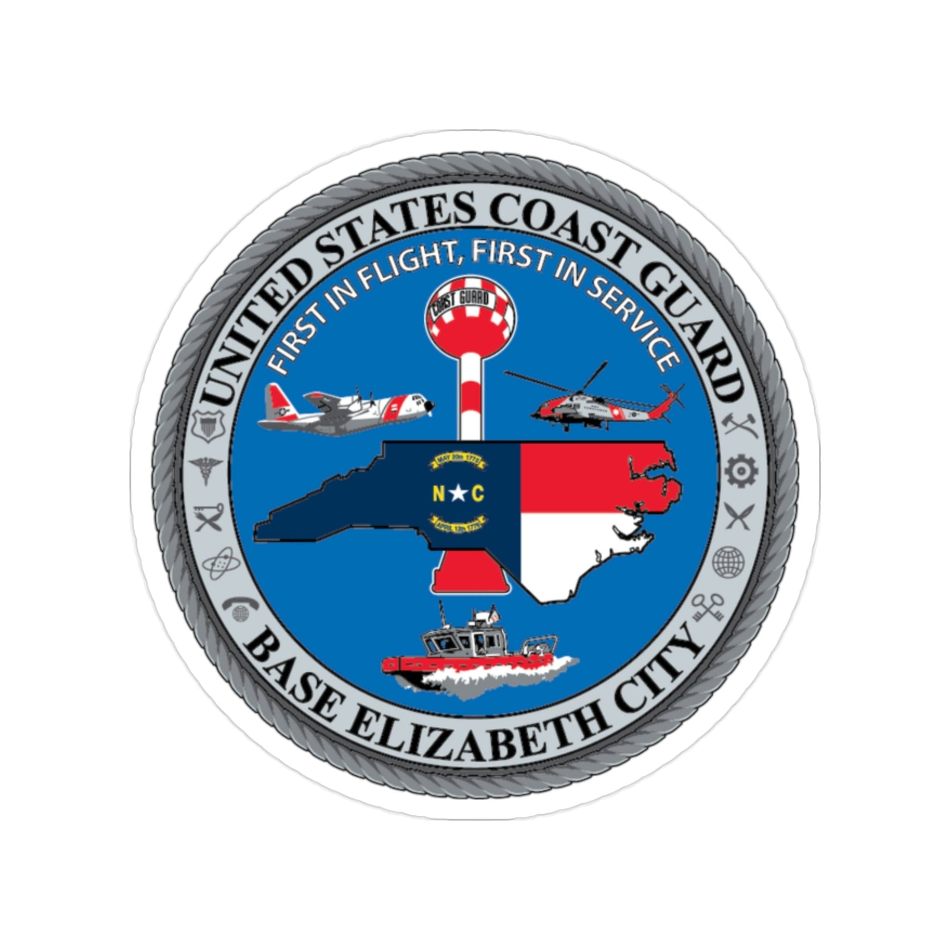 USCG Base Elizabeth City (U.S. Coast Guard) Transparent STICKER Die-Cut Vinyl Decal-2 Inch-The Sticker Space