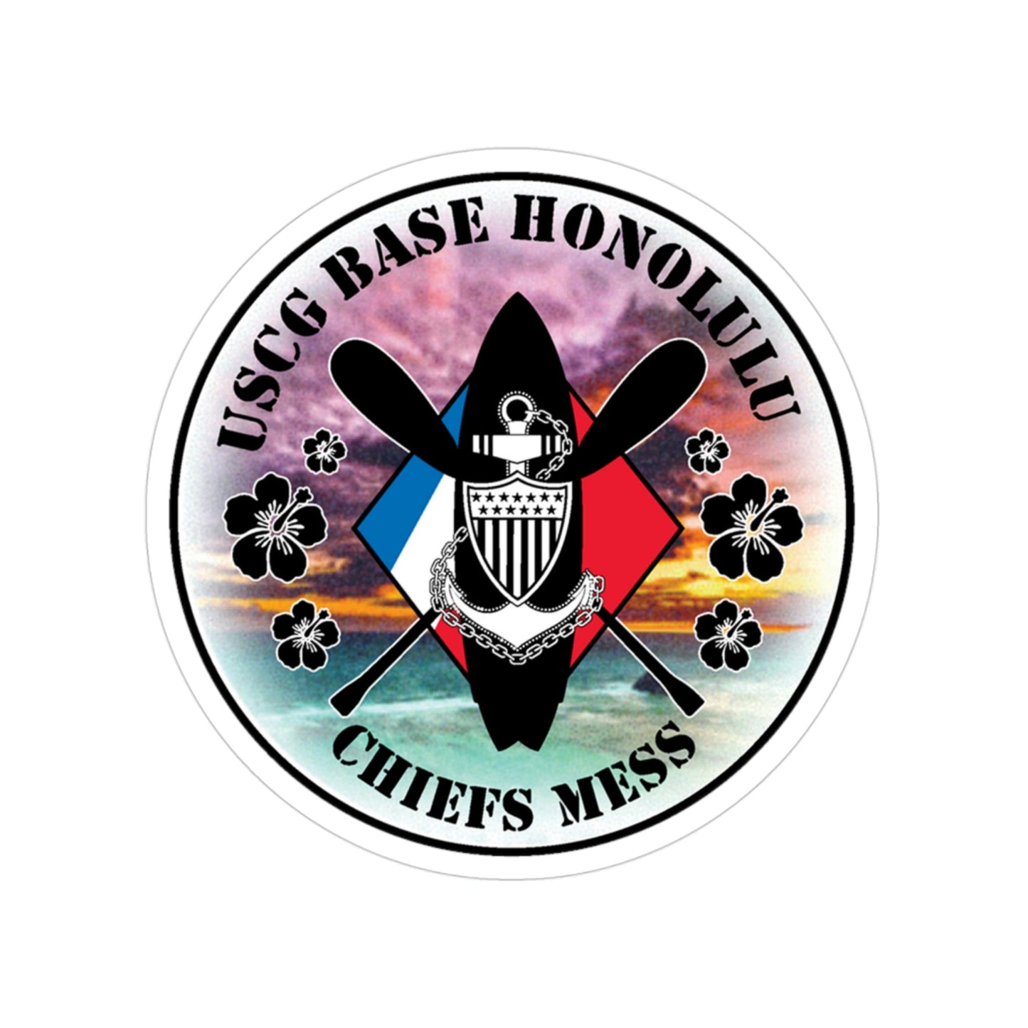 USCG Base Honolulu Chiefs Mess (U.S. Coast Guard) Transparent STICKER Die-Cut Vinyl Decal-3 Inch-The Sticker Space