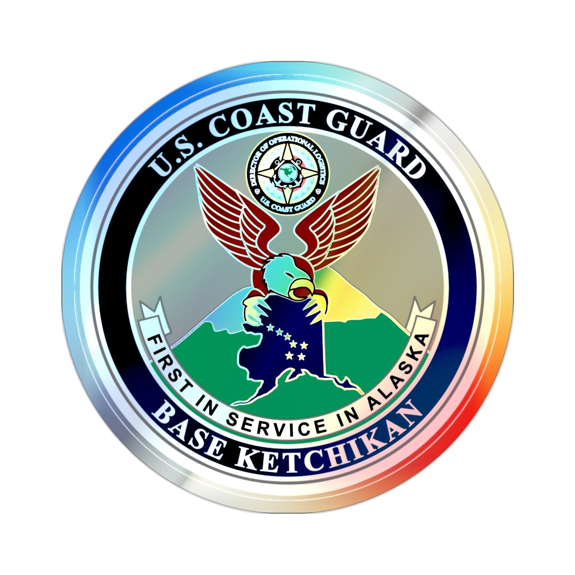 USCG Base Ketchikan (U.S. Coast Guard) Holographic STICKER Die-Cut Vinyl Decal-2 Inch-The Sticker Space