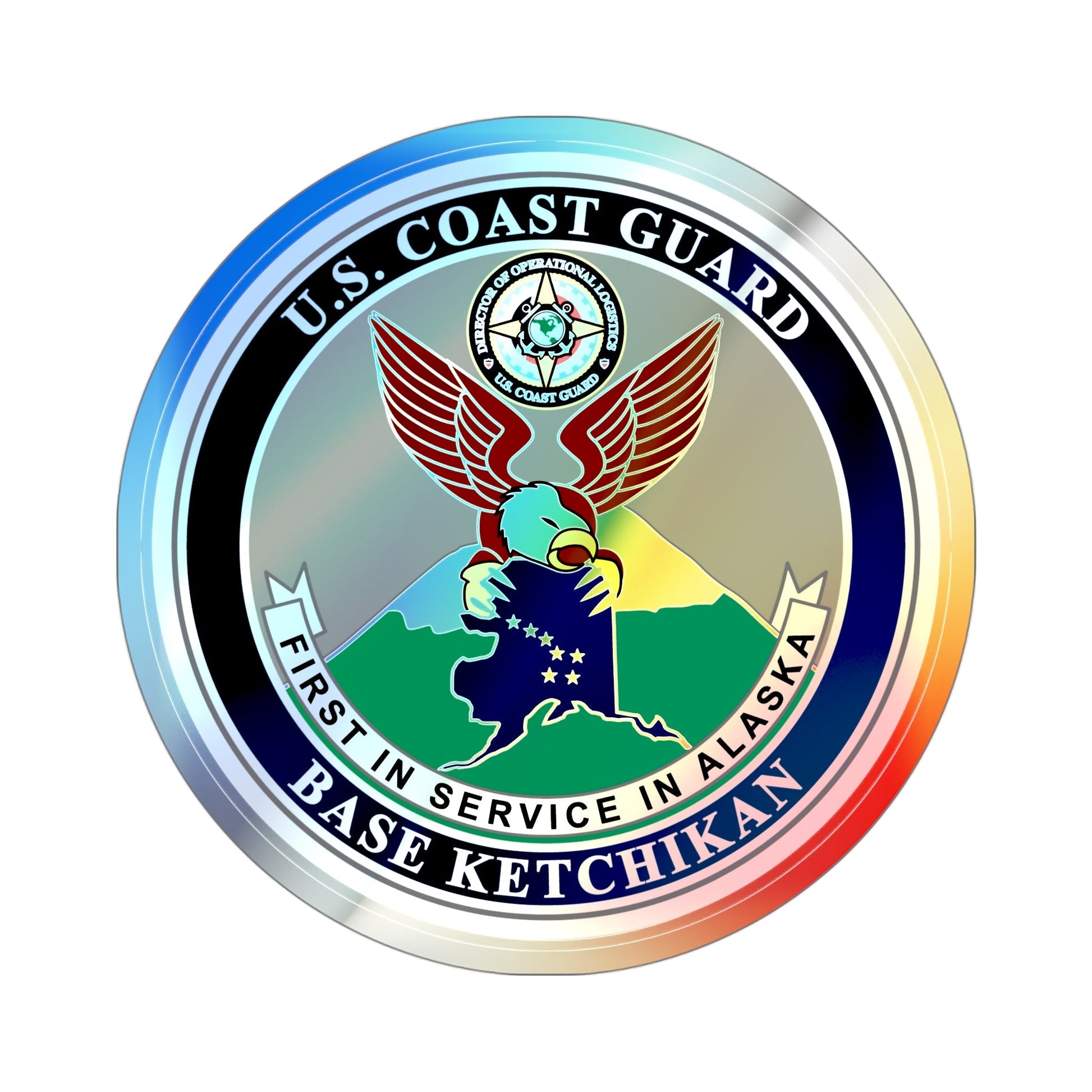 USCG Base Ketchikan (U.S. Coast Guard) Holographic STICKER Die-Cut Vinyl Decal-4 Inch-The Sticker Space