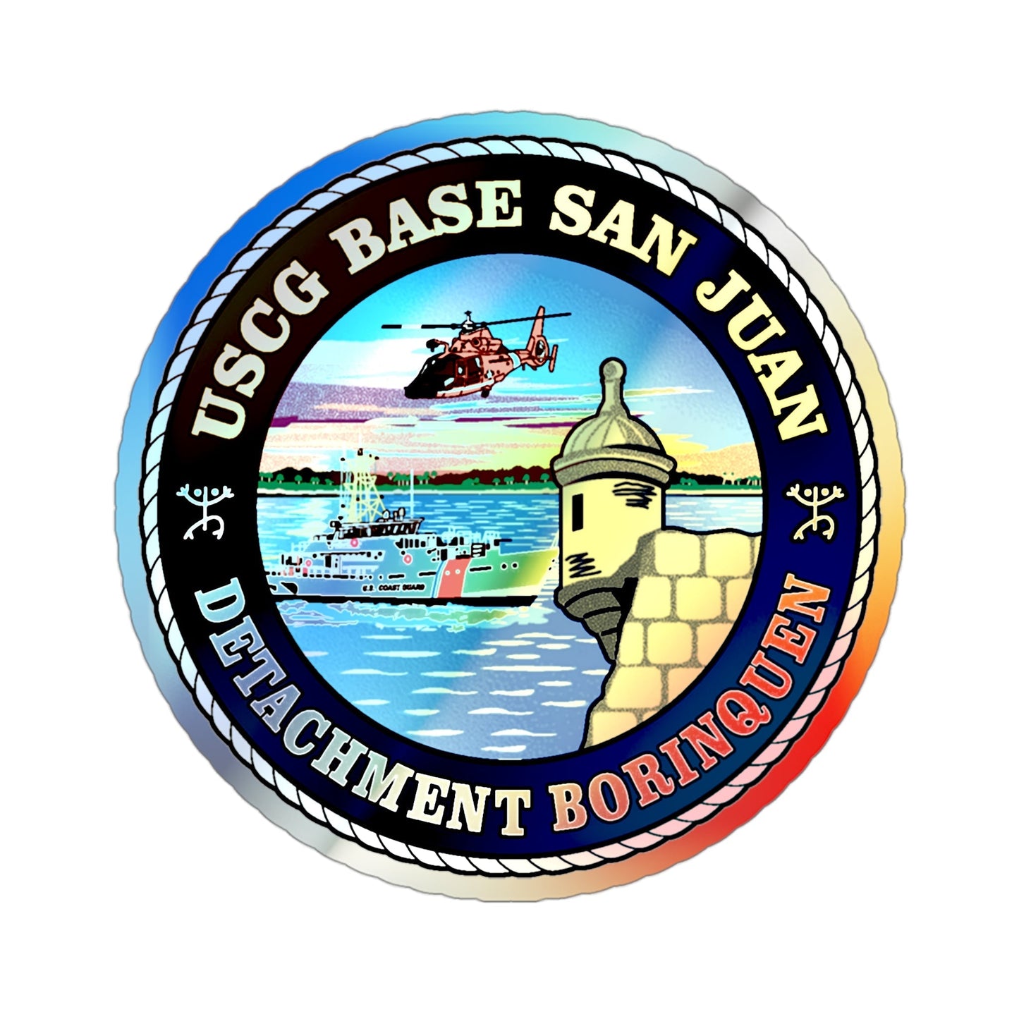USCG Base San Juan (U.S. Coast Guard) Holographic STICKER Die-Cut Vinyl Decal-3 Inch-The Sticker Space