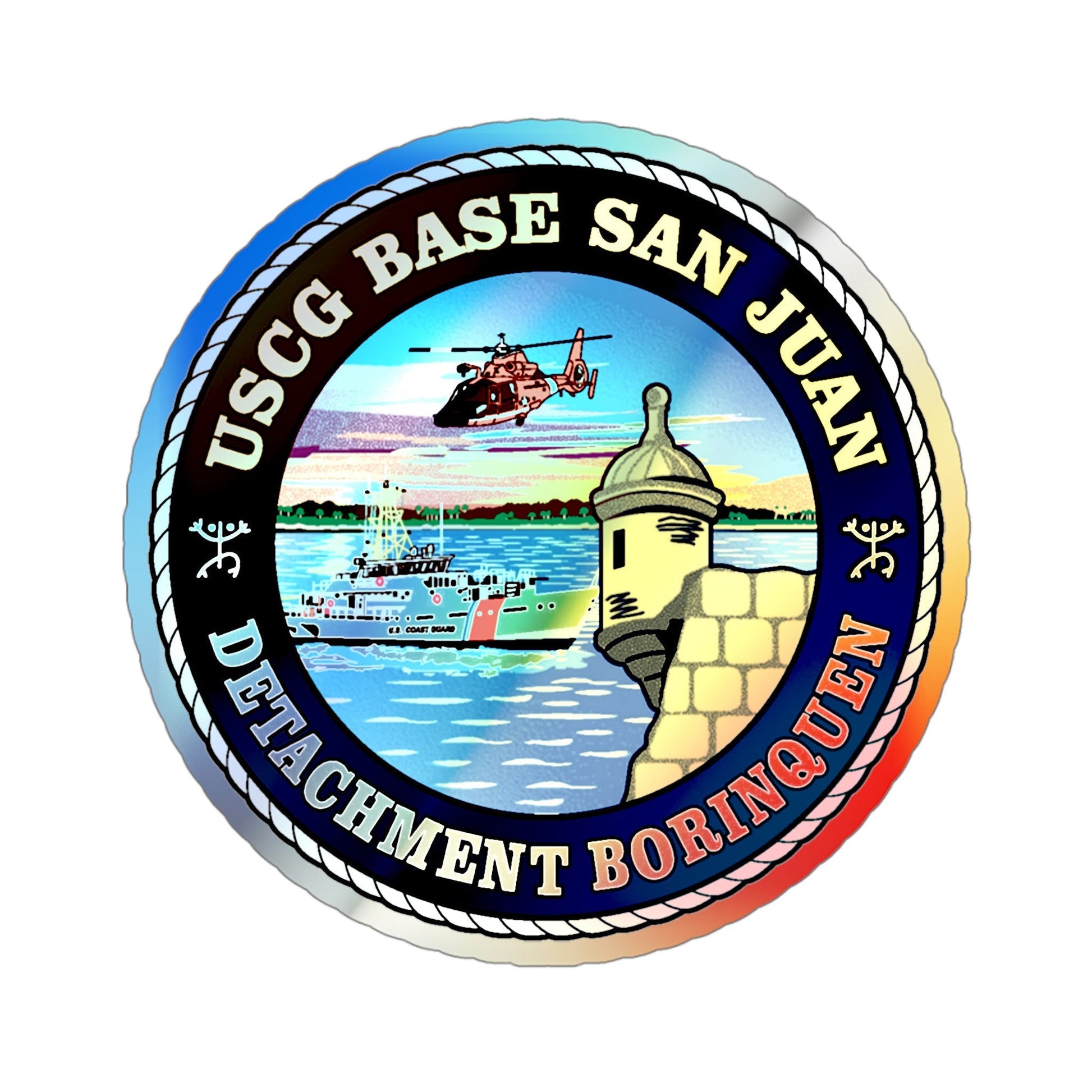 USCG Base San Juan (U.S. Coast Guard) Holographic STICKER Die-Cut Vinyl Decal-4 Inch-The Sticker Space