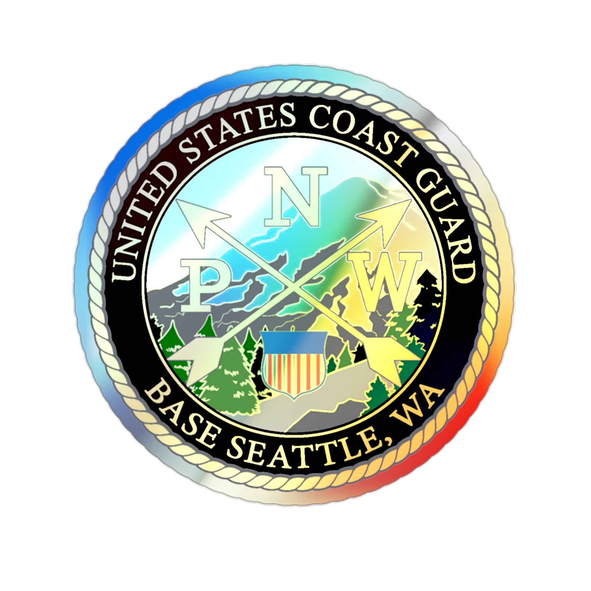 USCG Base Seattle (U.S. Coast Guard) Holographic STICKER Die-Cut Vinyl Decal-2 Inch-The Sticker Space