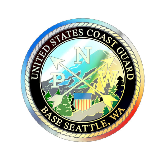 USCG Base Seattle (U.S. Coast Guard) Holographic STICKER Die-Cut Vinyl Decal-6 Inch-The Sticker Space