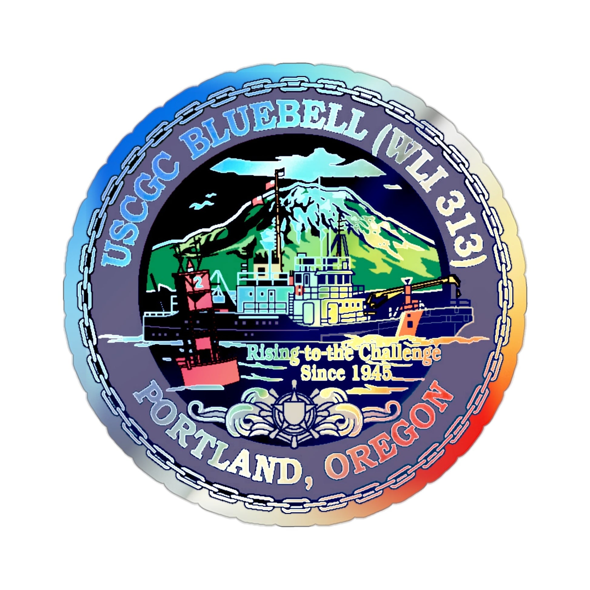 USCG Bluebell WLI 313 Portland Oregon (U.S. Coast Guard) Holographic STICKER Die-Cut Vinyl Decal-2 Inch-The Sticker Space