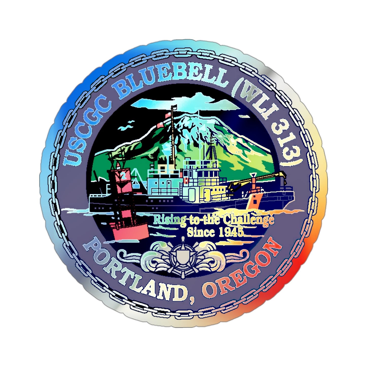 USCG Bluebell WLI 313 Portland Oregon (U.S. Coast Guard) Holographic STICKER Die-Cut Vinyl Decal-3 Inch-The Sticker Space