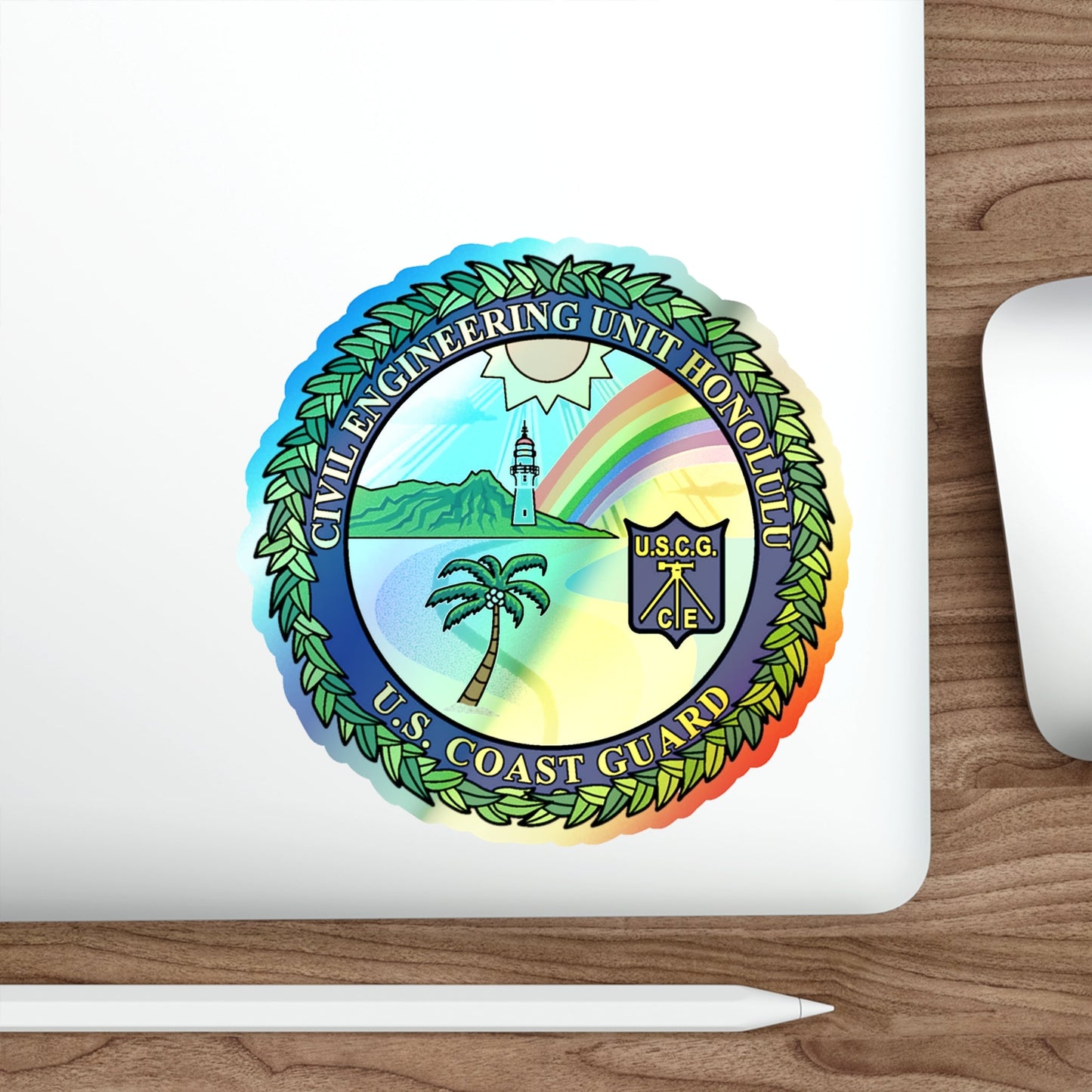 USCG CE Unit Honolulu (U.S. Coast Guard) Holographic STICKER Die-Cut Vinyl Decal-The Sticker Space