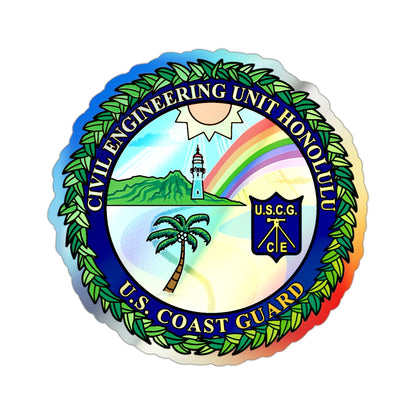 USCG CE Unit Honolulu (U.S. Coast Guard) Holographic STICKER Die-Cut Vinyl Decal-2 Inch-The Sticker Space