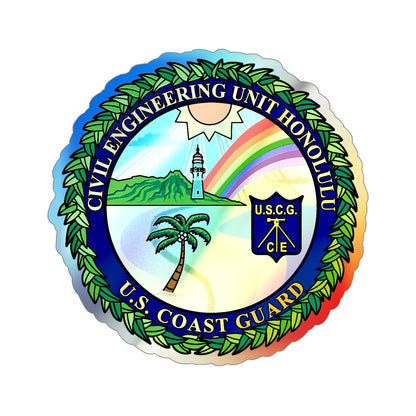 USCG CE Unit Honolulu (U.S. Coast Guard) Holographic STICKER Die-Cut Vinyl Decal-5 Inch-The Sticker Space