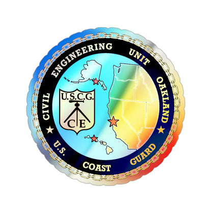 USCG Civil Eng Unit Oakland (U.S. Coast Guard) Holographic STICKER Die-Cut Vinyl Decal-2 Inch-The Sticker Space