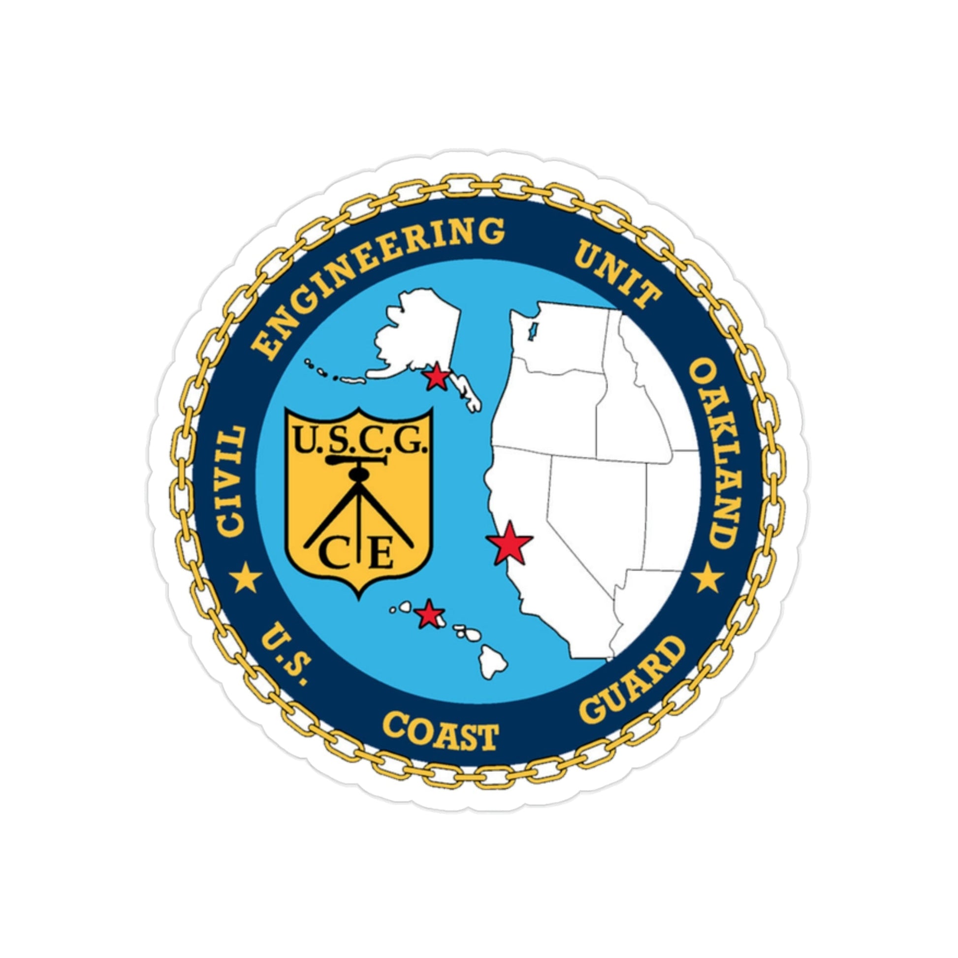 USCG Civil Eng Unit Oakland (U.S. Coast Guard) Transparent STICKER Die-Cut Vinyl Decal-2 Inch-The Sticker Space