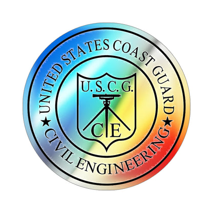USCG Civil Engineering (U.S. Coast Guard) Holographic STICKER Die-Cut Vinyl Decal-4 Inch-The Sticker Space