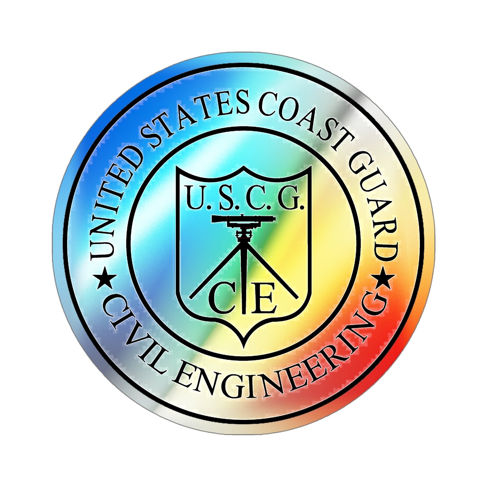 USCG Civil Engineering (U.S. Coast Guard) Holographic STICKER Die-Cut Vinyl Decal-5 Inch-The Sticker Space