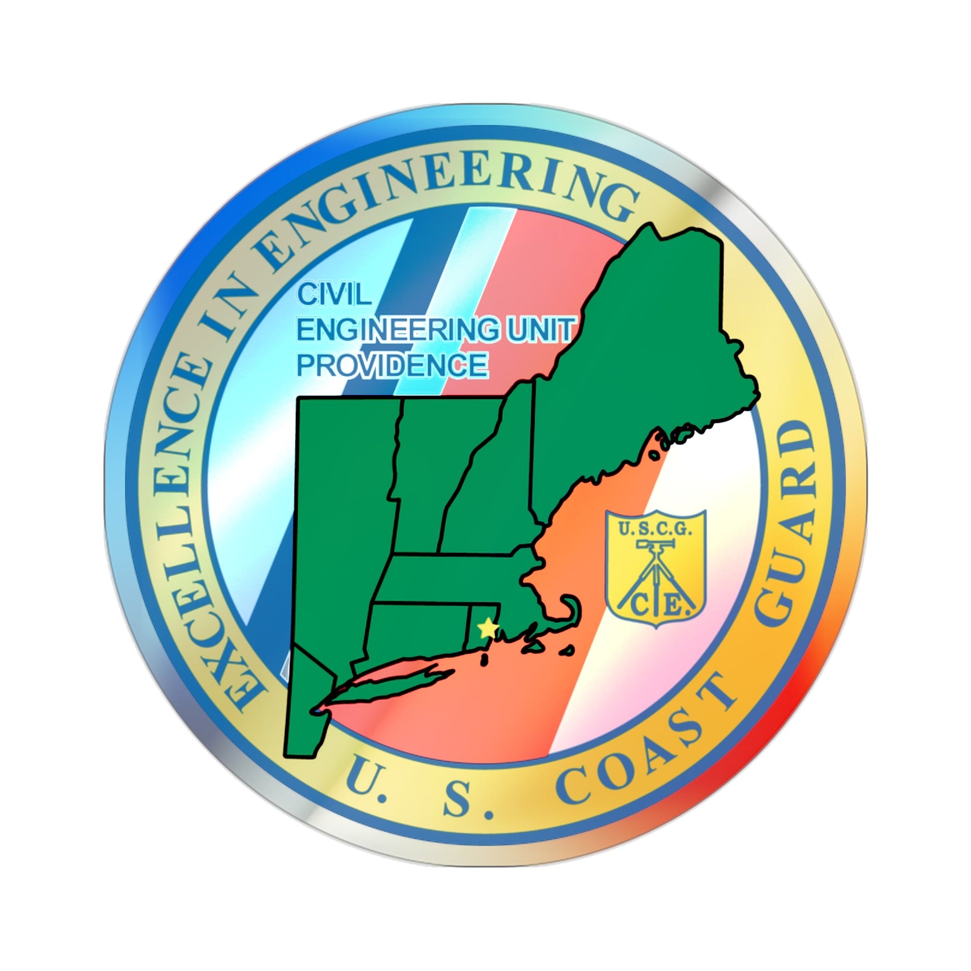USCG Civil Engineering Unit Providence (U.S. Coast Guard) Holographic STICKER Die-Cut Vinyl Decal-2 Inch-The Sticker Space